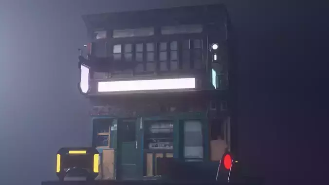 Cyberpunk Building Low-poly 3D model