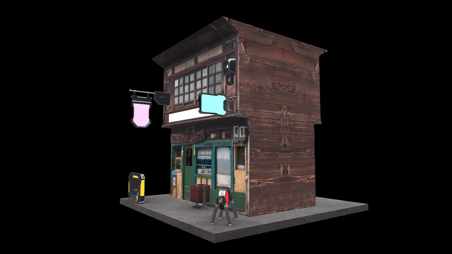 Cyberpunk Building Low-poly 3D model_7