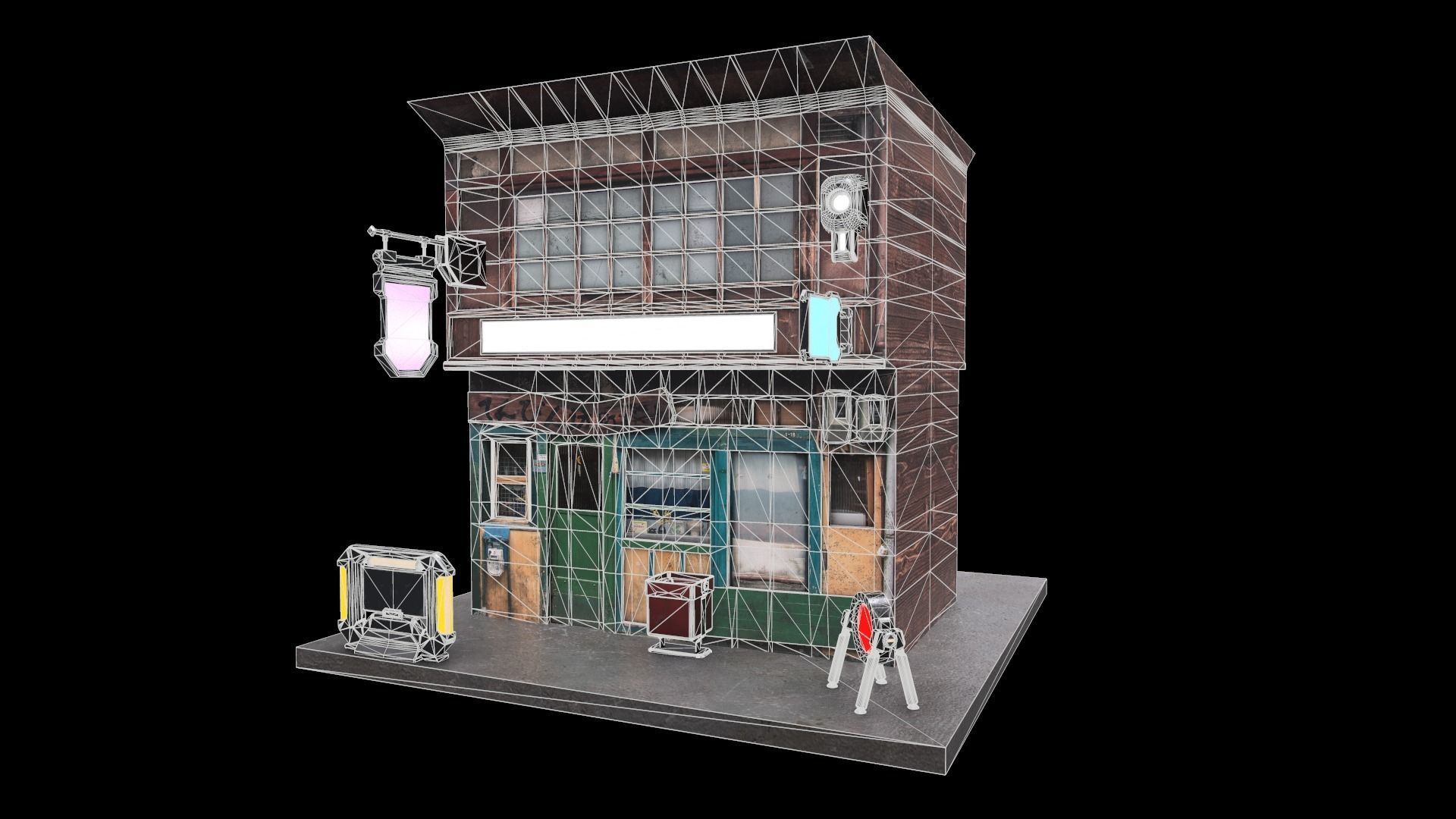 Cyberpunk Building Low-poly 3D model_15