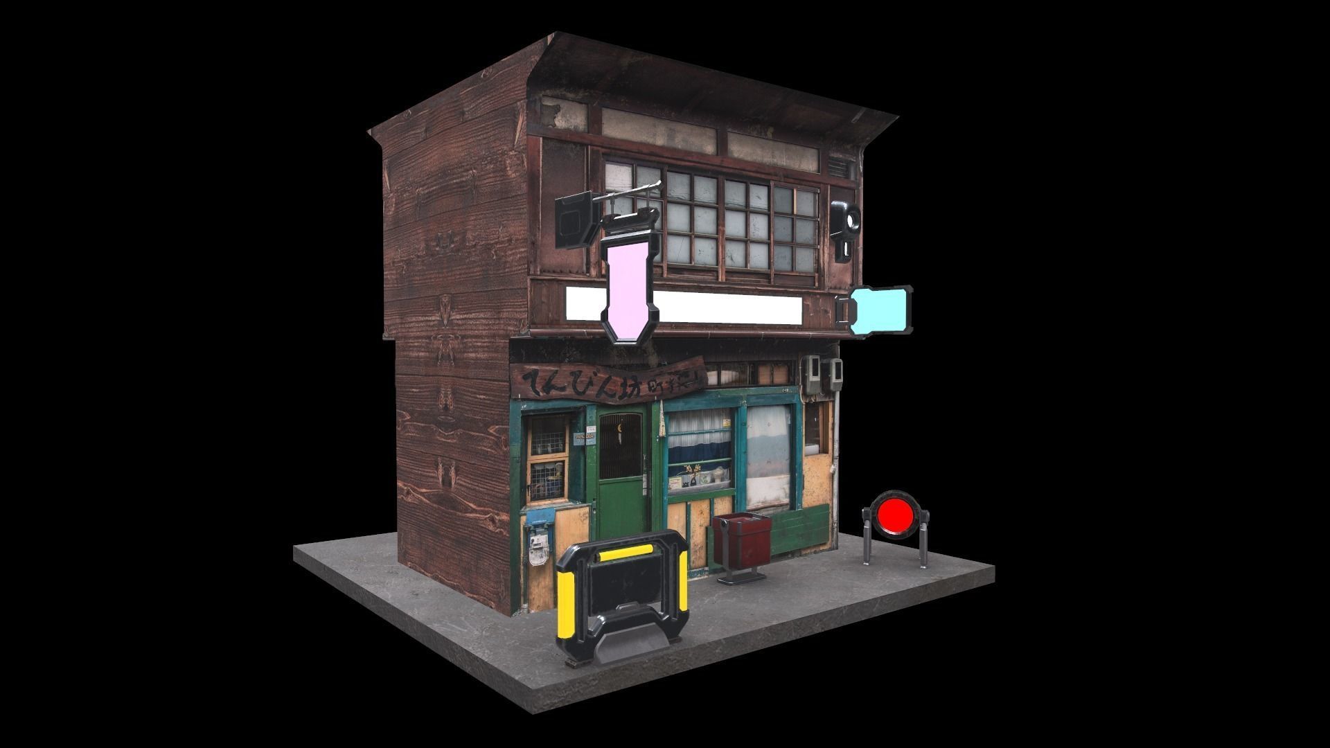 Cyberpunk Building Low-poly 3D model_8