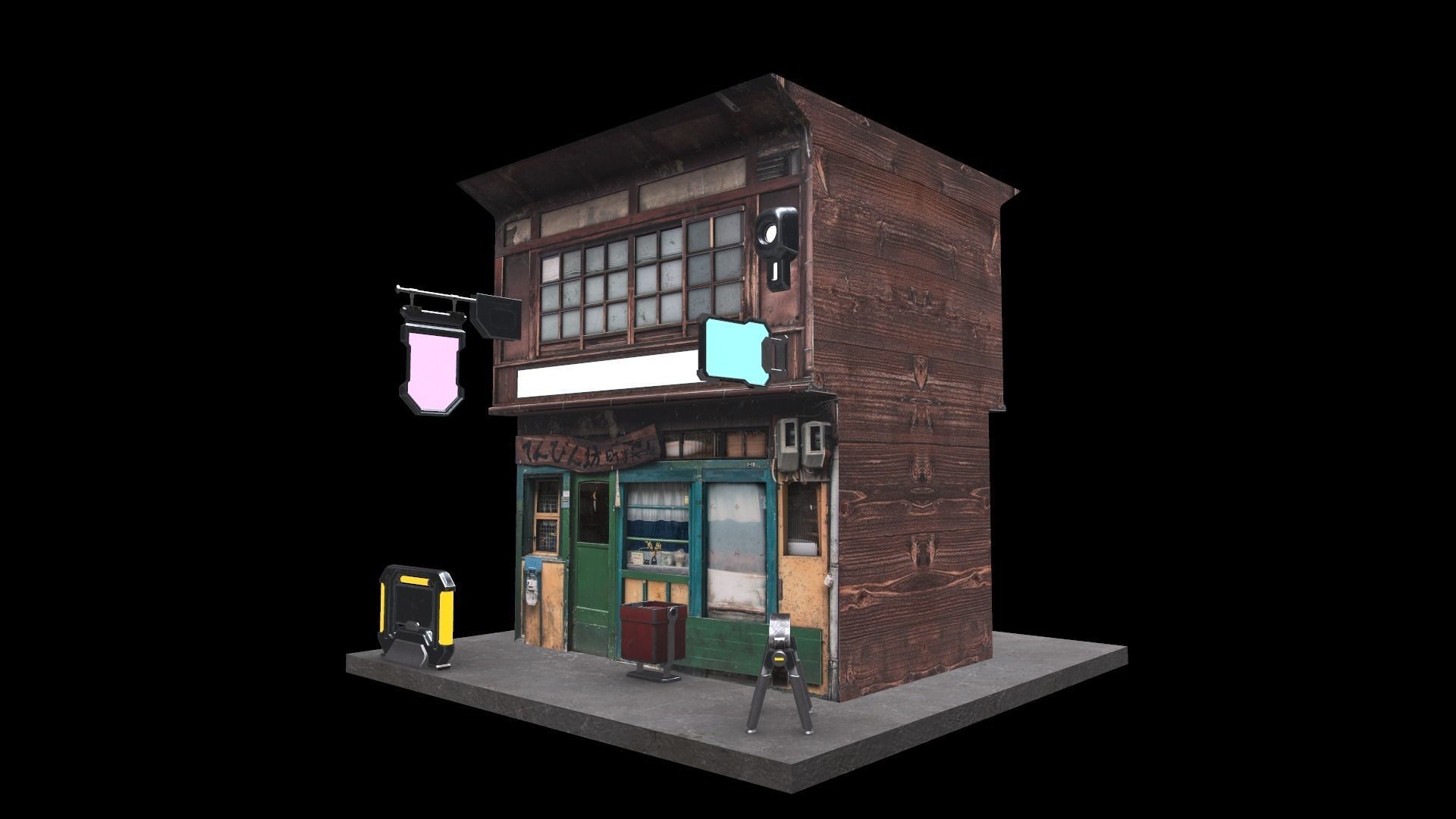 Cyberpunk Building Low-poly 3D model_9