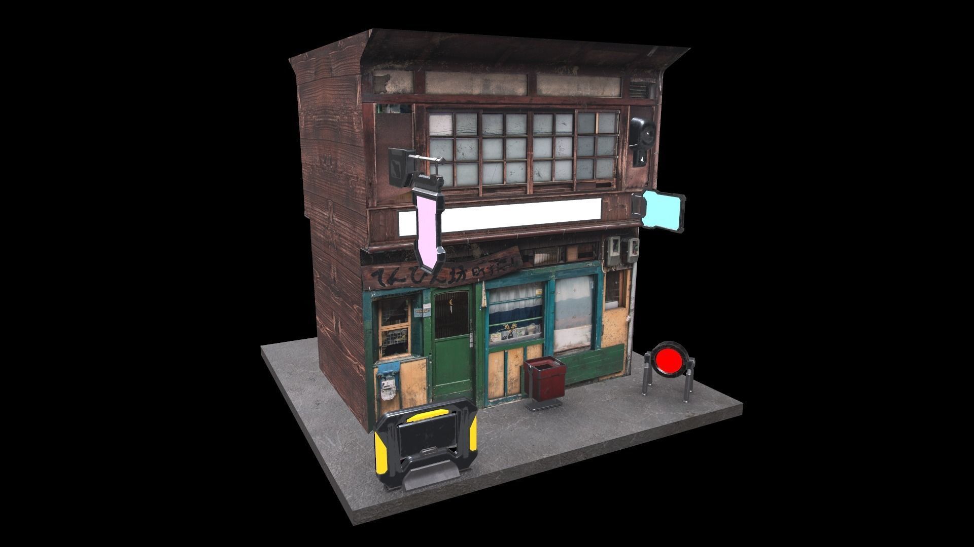 Cyberpunk Building Low-poly 3D model_6