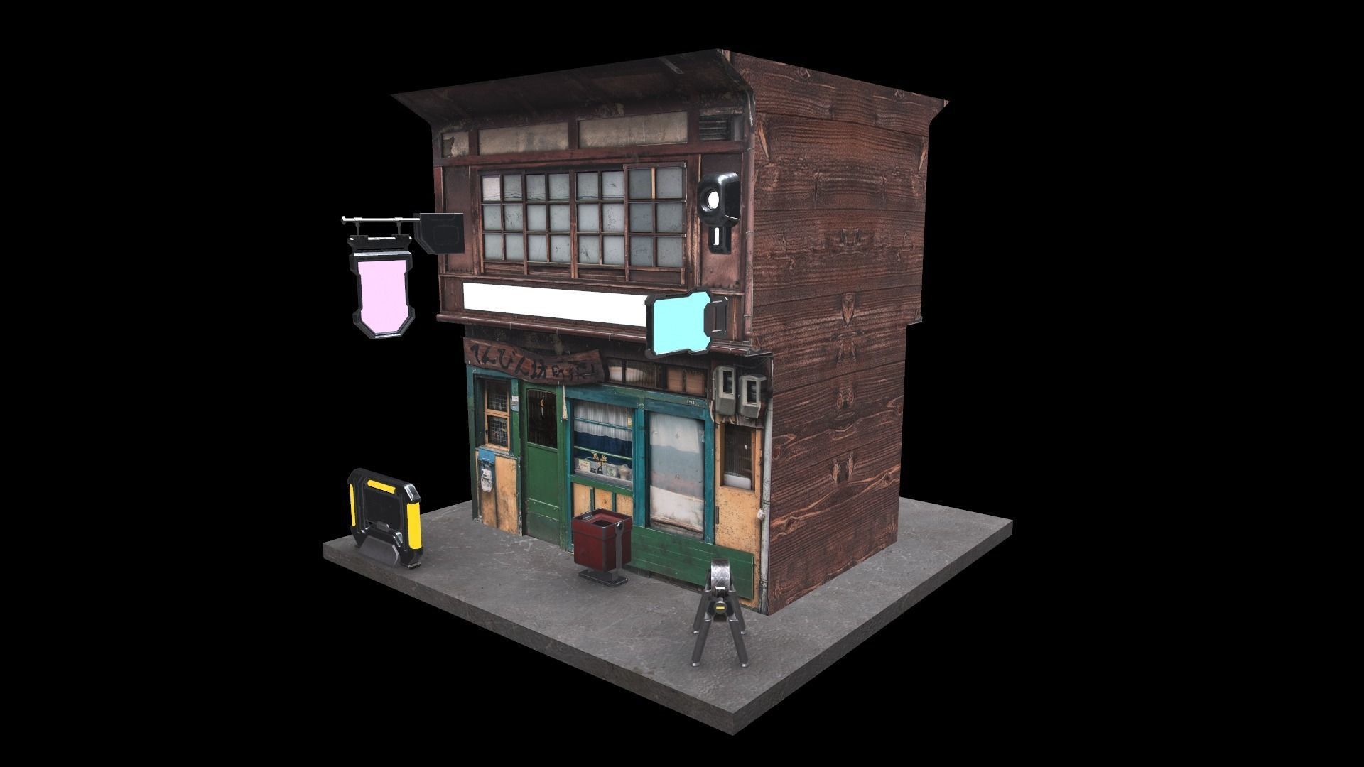 Cyberpunk Building Low-poly 3D model_10