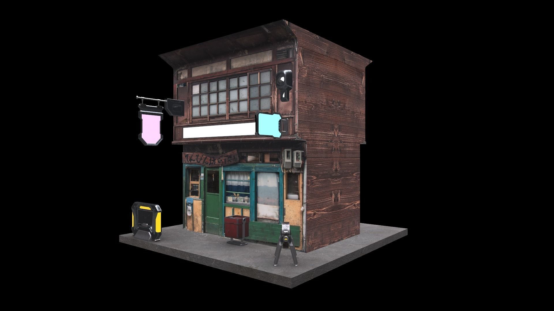 Cyberpunk Building Low-poly 3D model_3