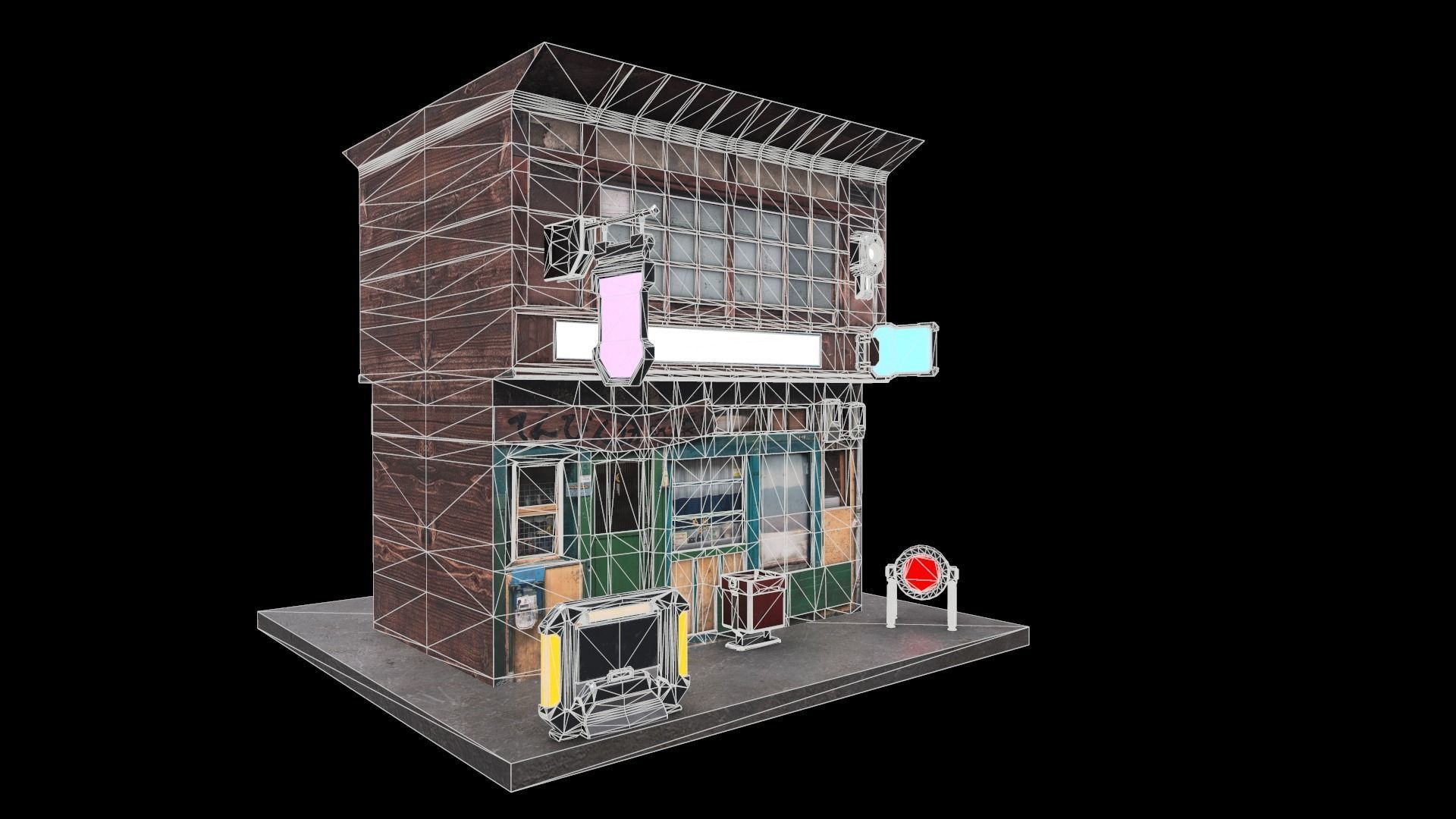 Cyberpunk Building Low-poly 3D model_16