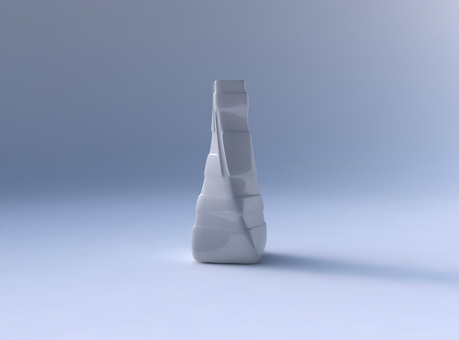 Vase twisted squeezed rectangle with smooth ribbons 3D print model_4