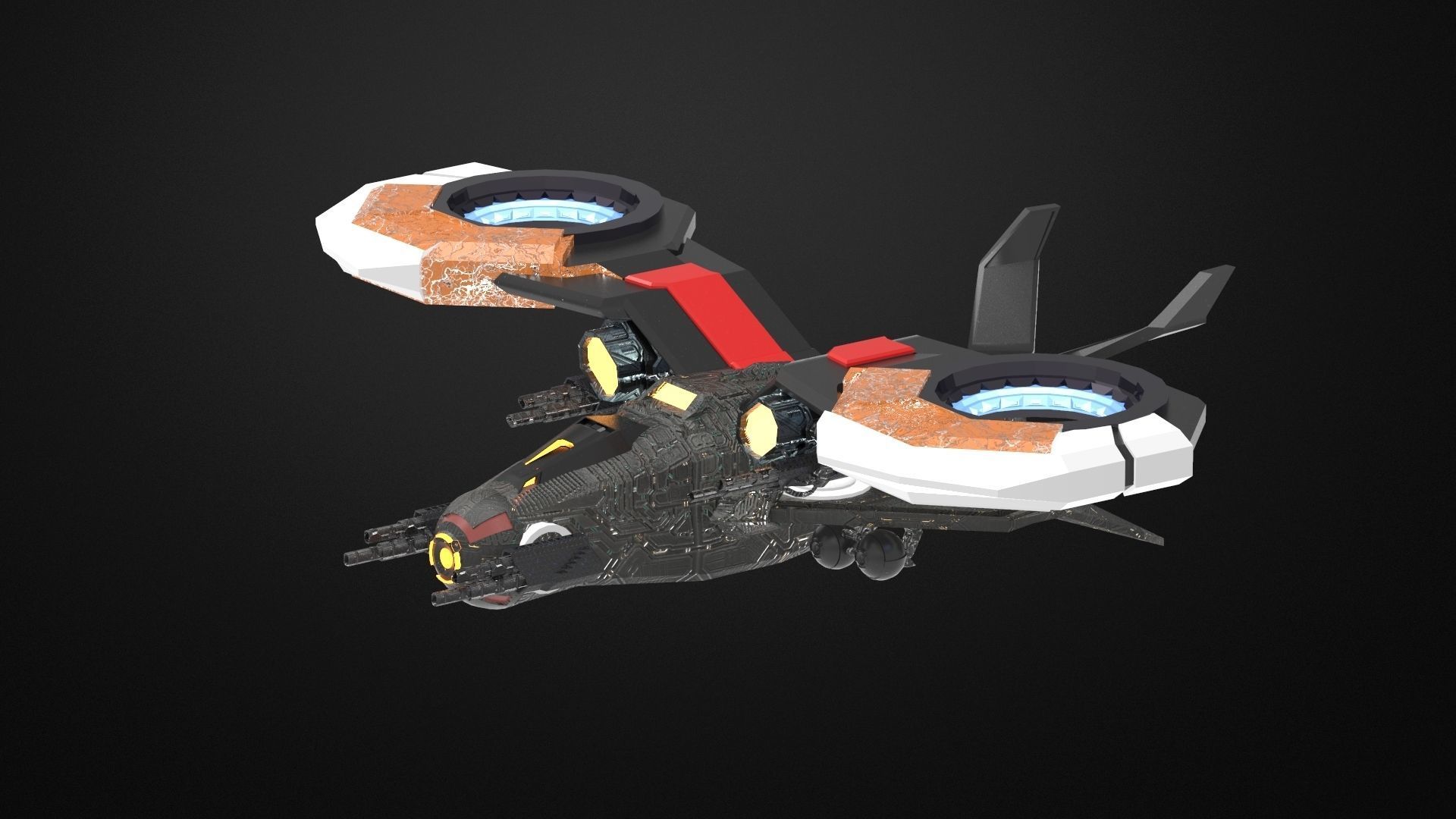 Dragon Spaceship JET Low-poly 3D model_7
