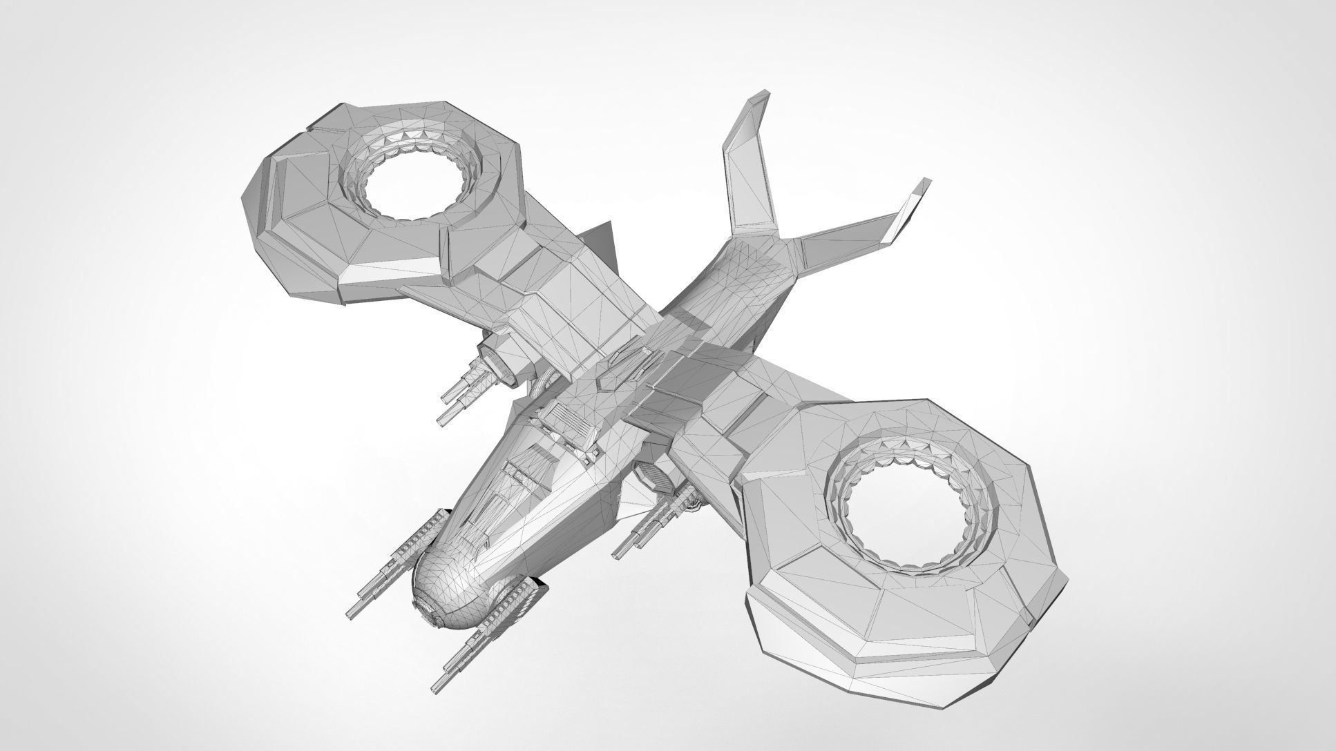 Dragon Spaceship JET Low-poly 3D model_11