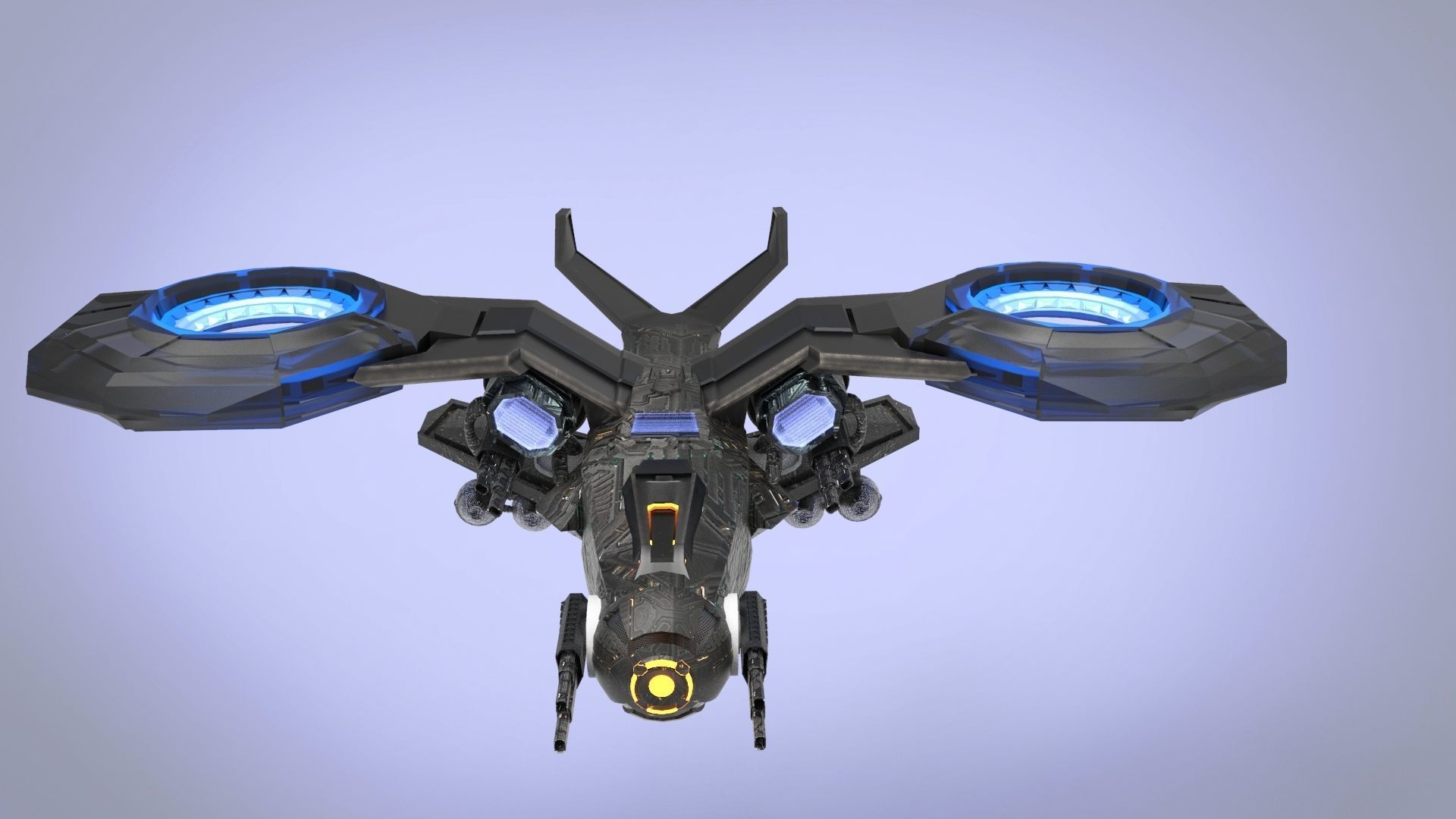Dragon Spaceship JET Low-poly 3D model_4