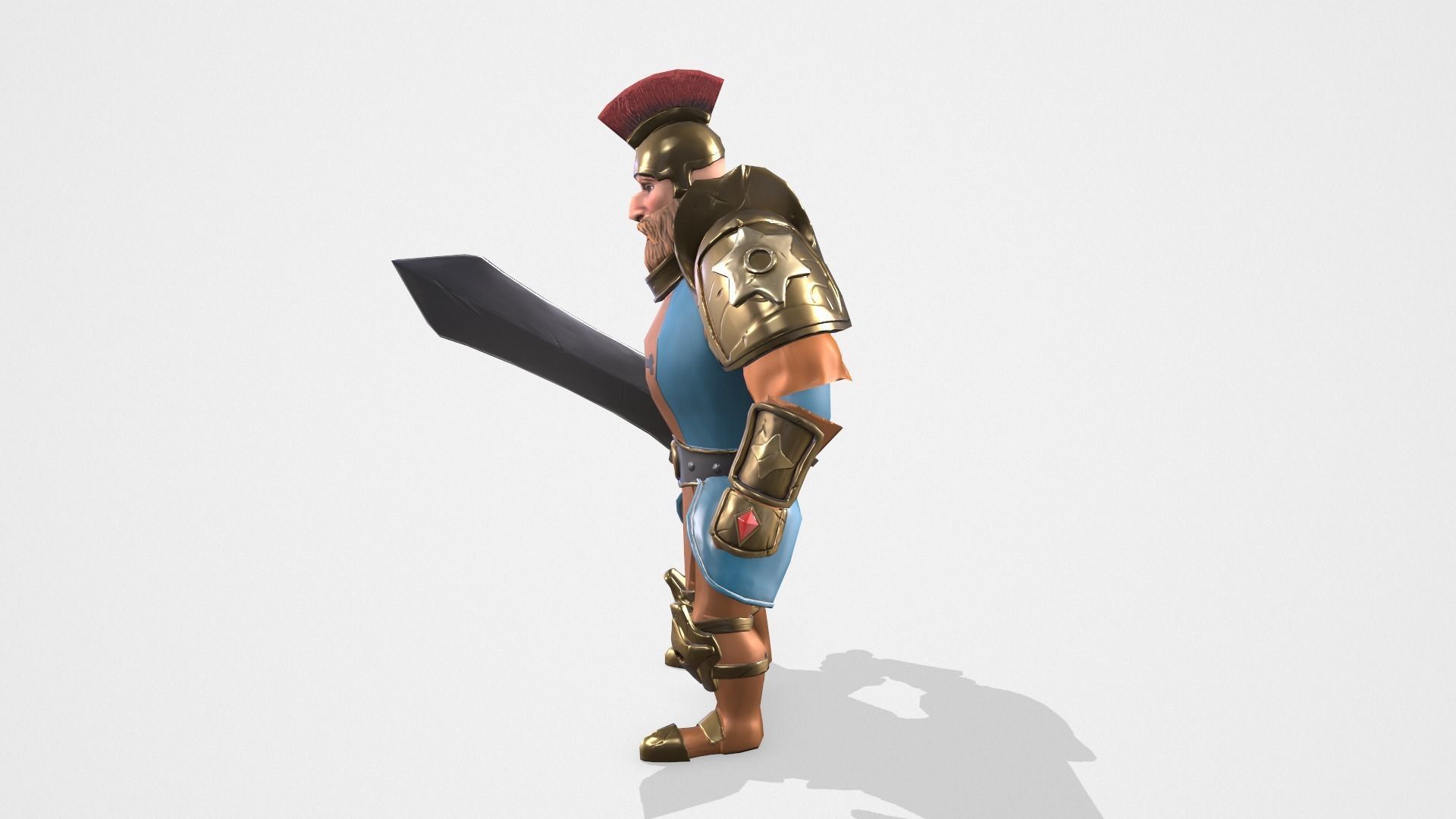 Warrior spartan Low-poly 3D model_2