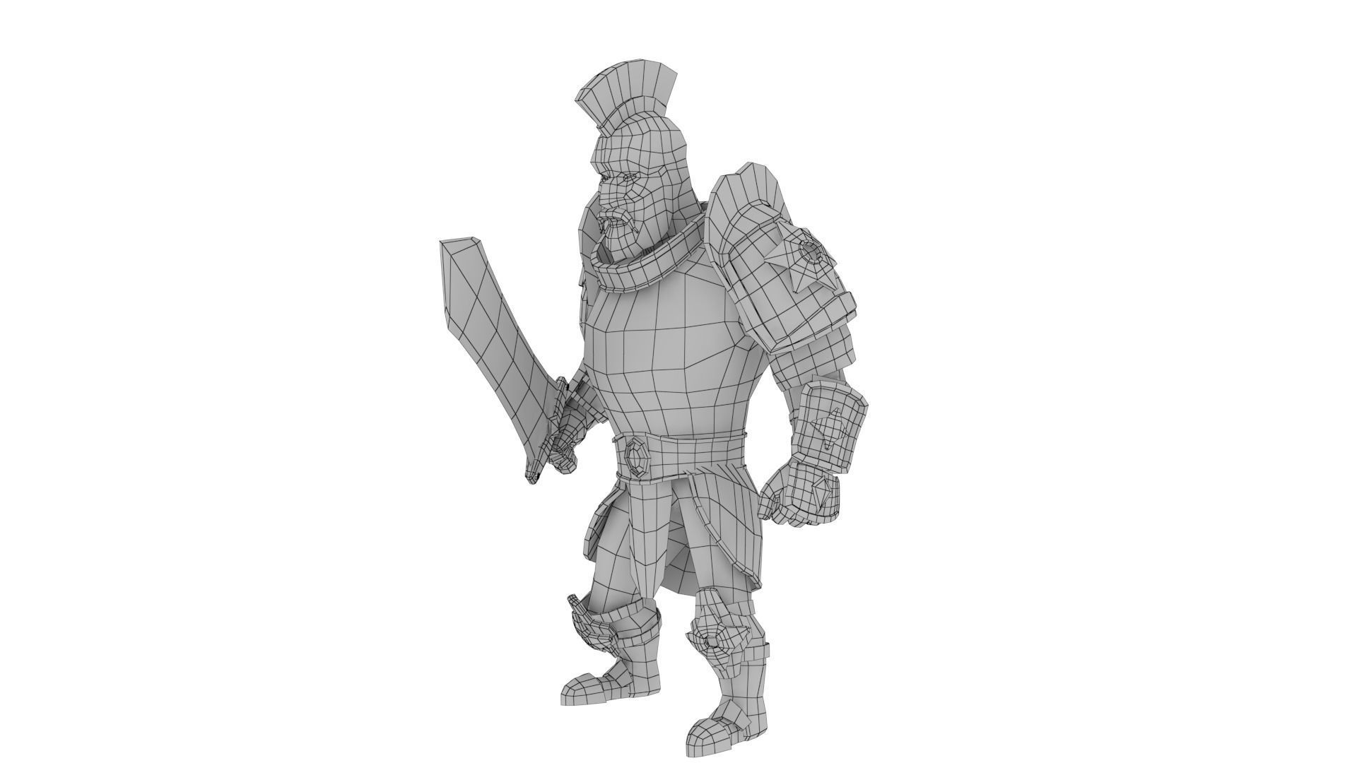 Warrior spartan Low-poly 3D model_32