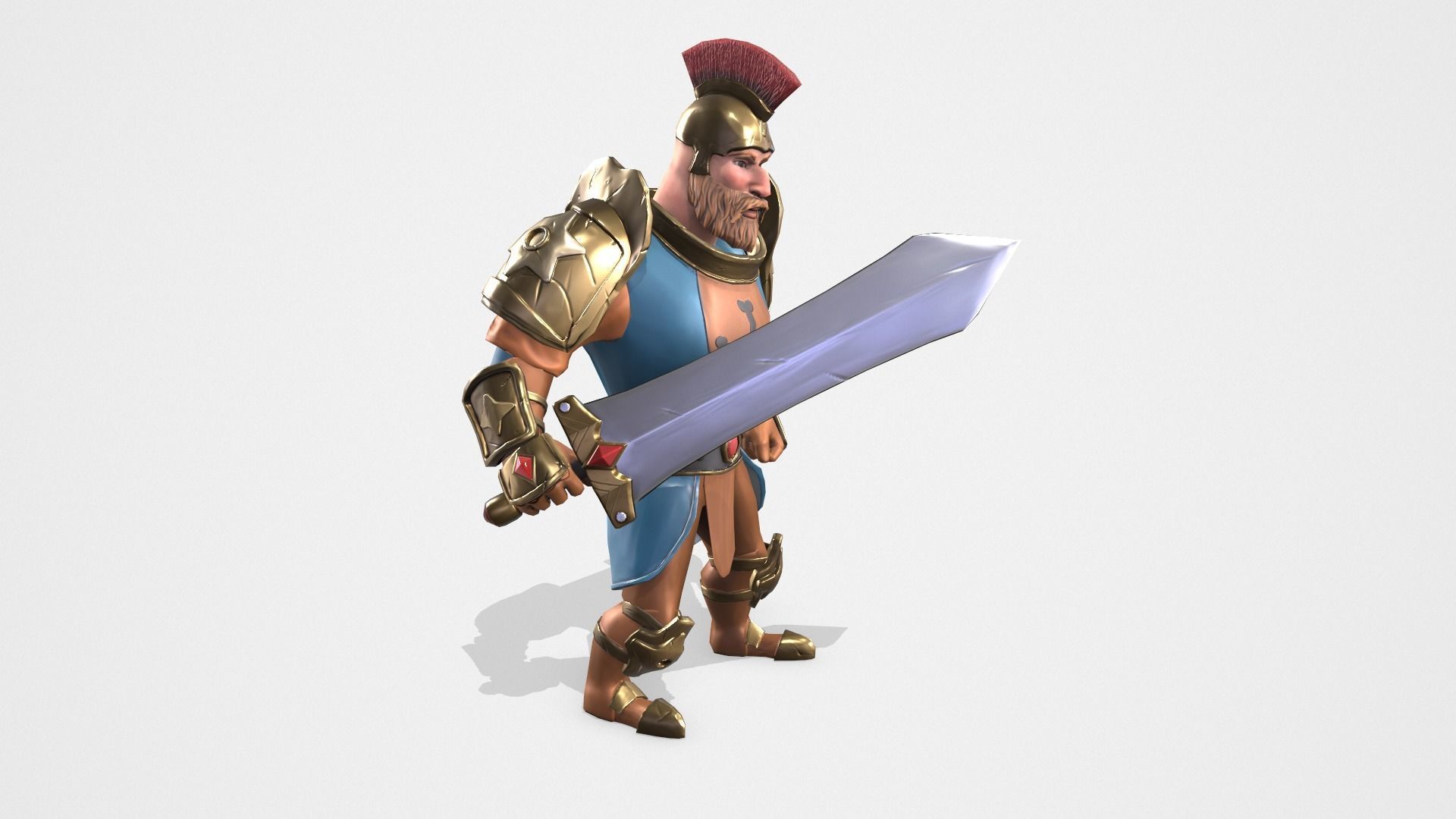 Warrior spartan Low-poly 3D model_6