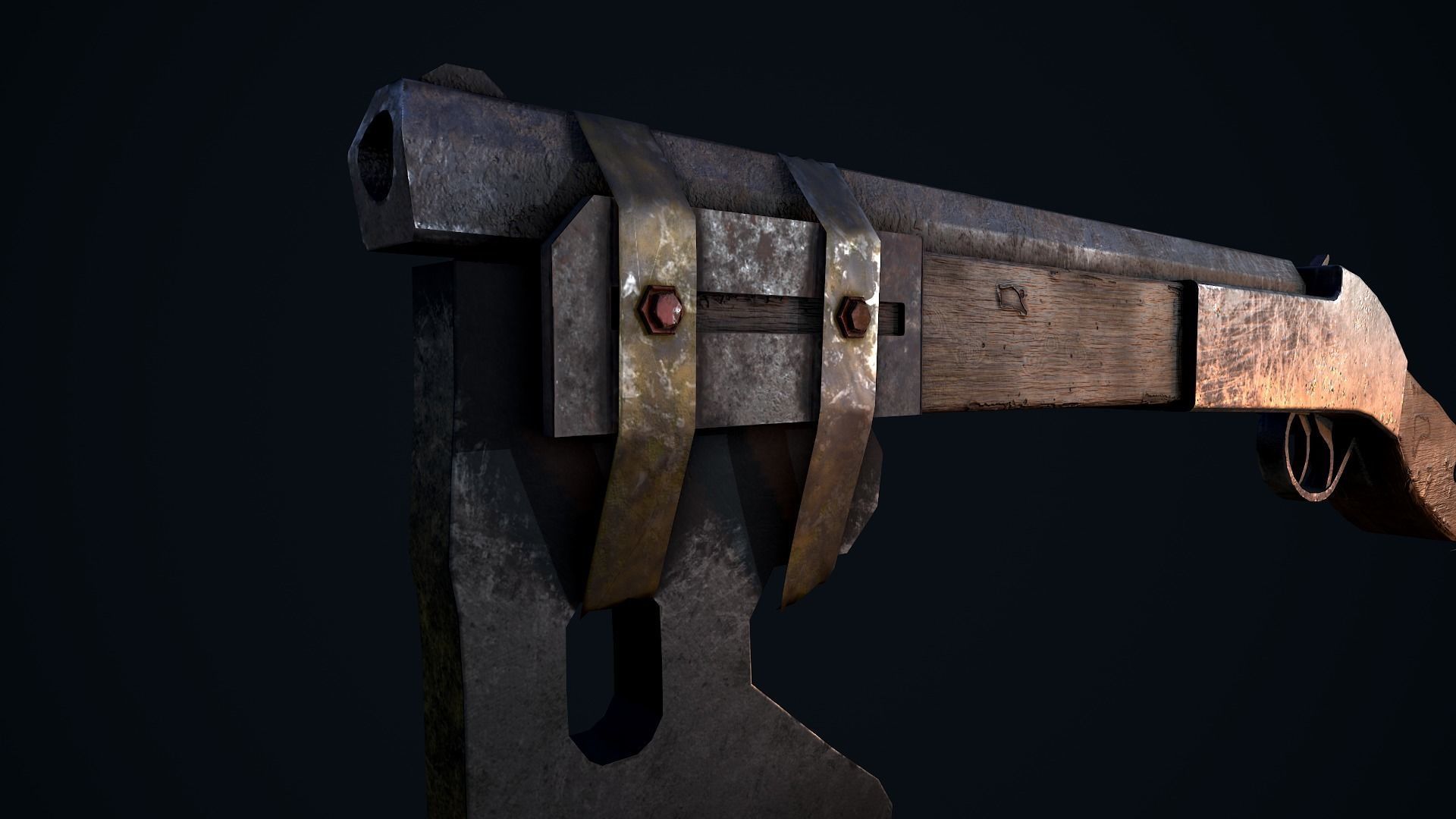 Shotgun Axe Low-poly 3D model_11