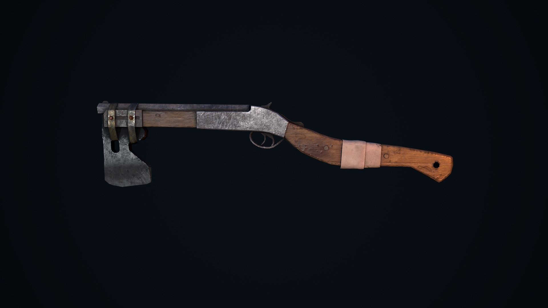 Shotgun Axe Low-poly 3D model_2