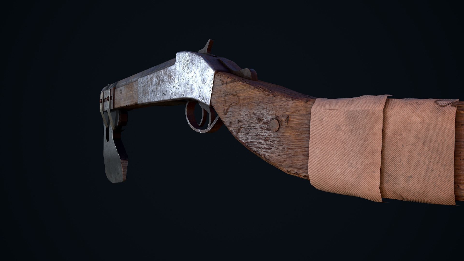 Shotgun Axe Low-poly 3D model_10