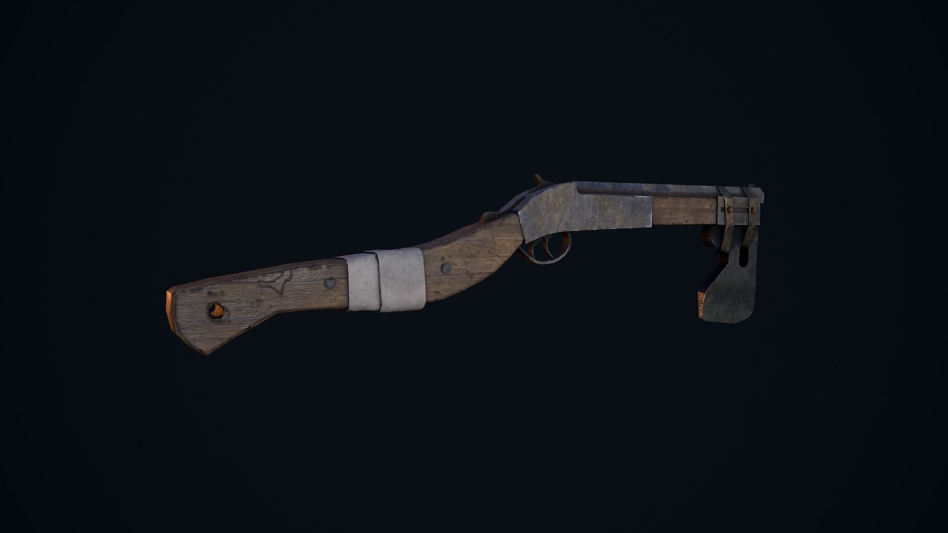 Shotgun Axe Low-poly 3D model_7