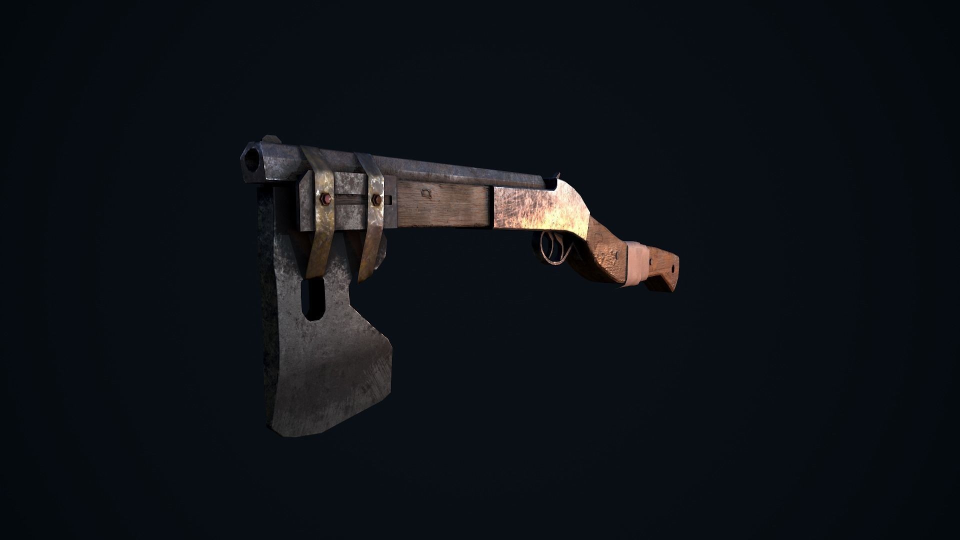 Shotgun Axe Low-poly 3D model_3