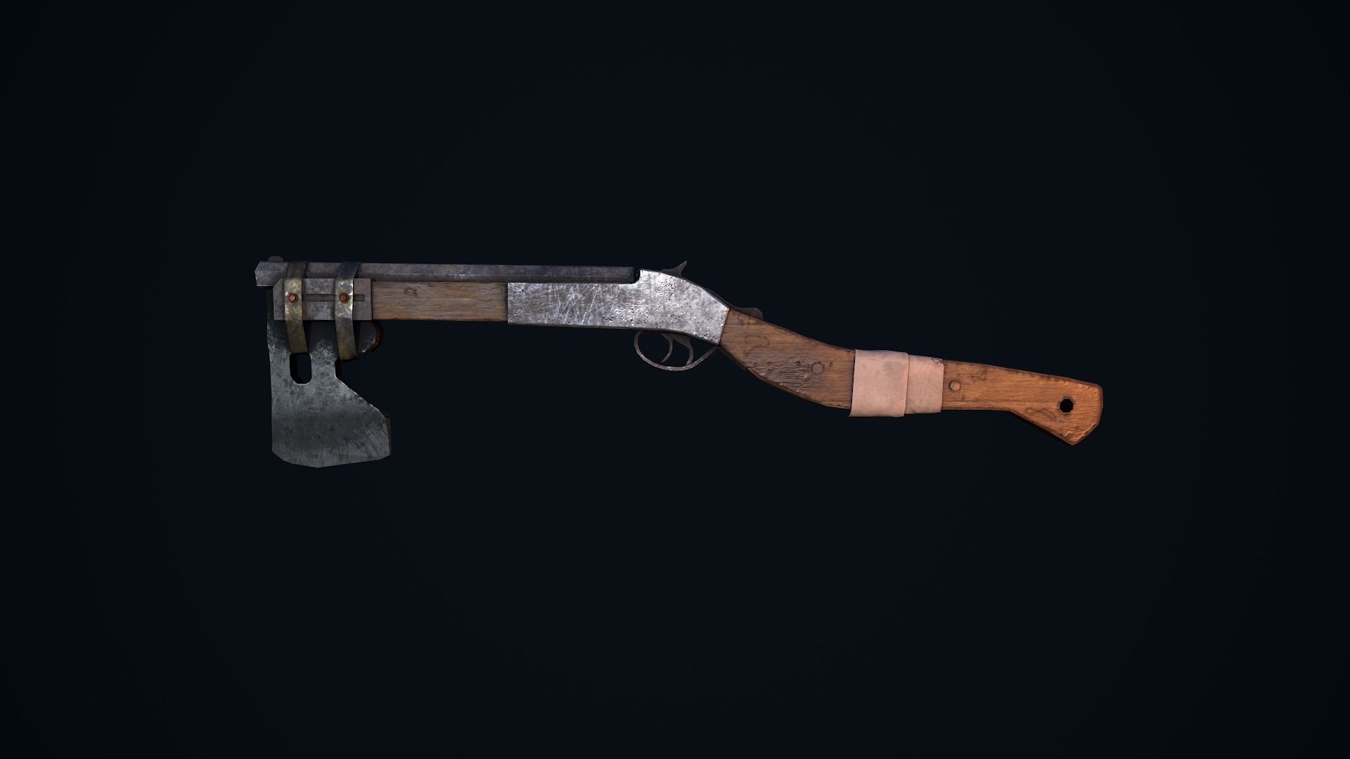 Shotgun Axe Low-poly 3D model_13