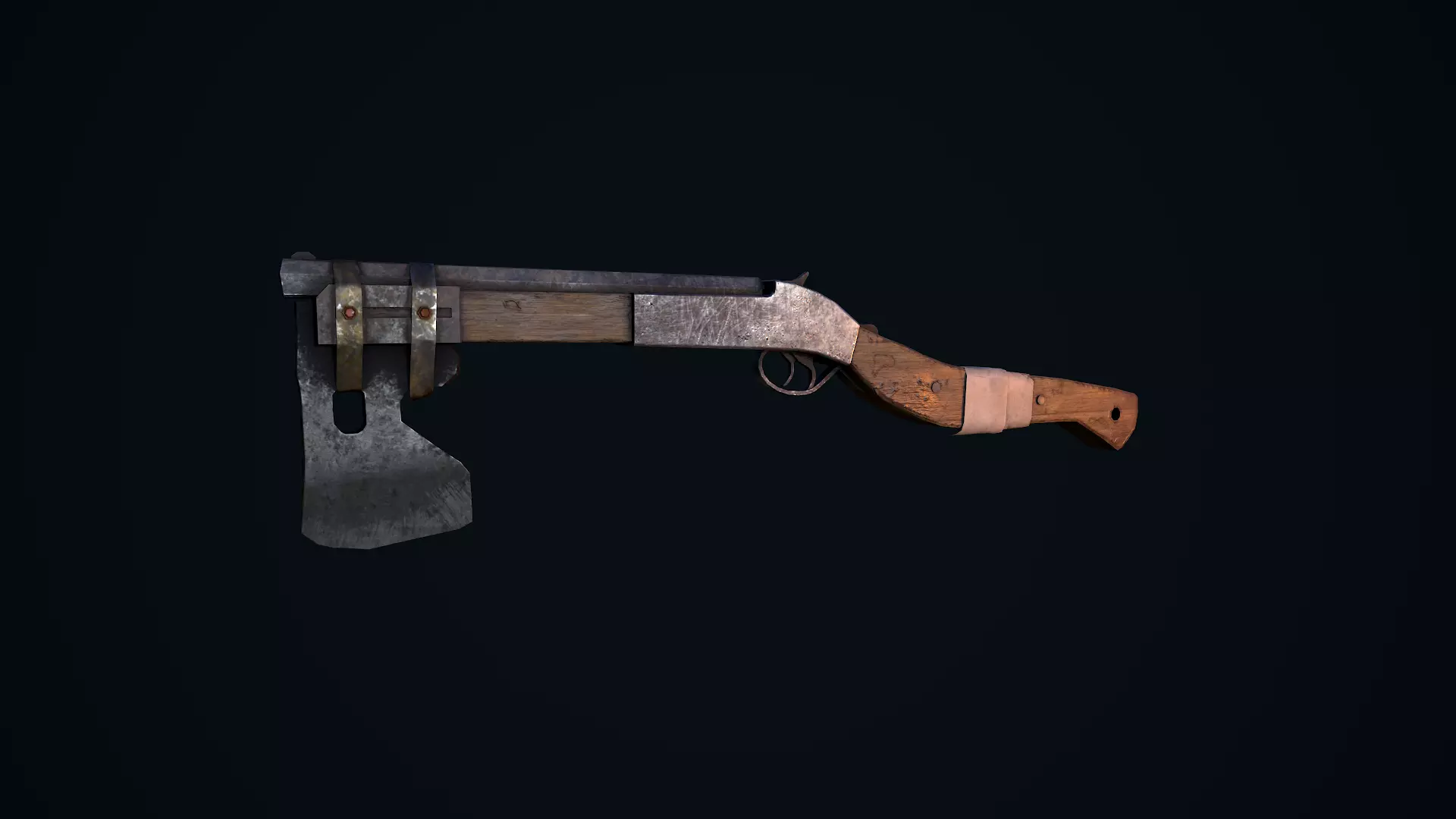 Shotgun Axe Low-poly 3D model_0