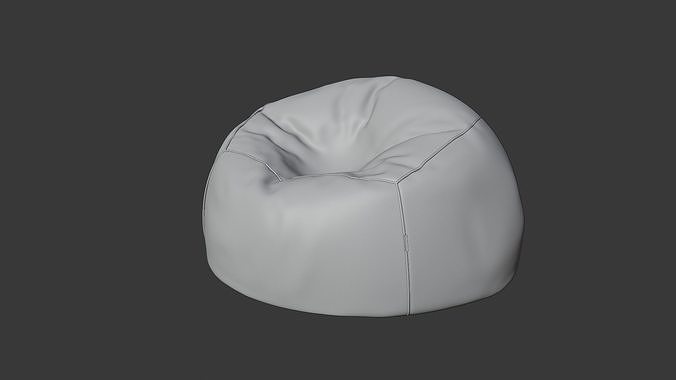 Velvet Bean Bag 3D model 7