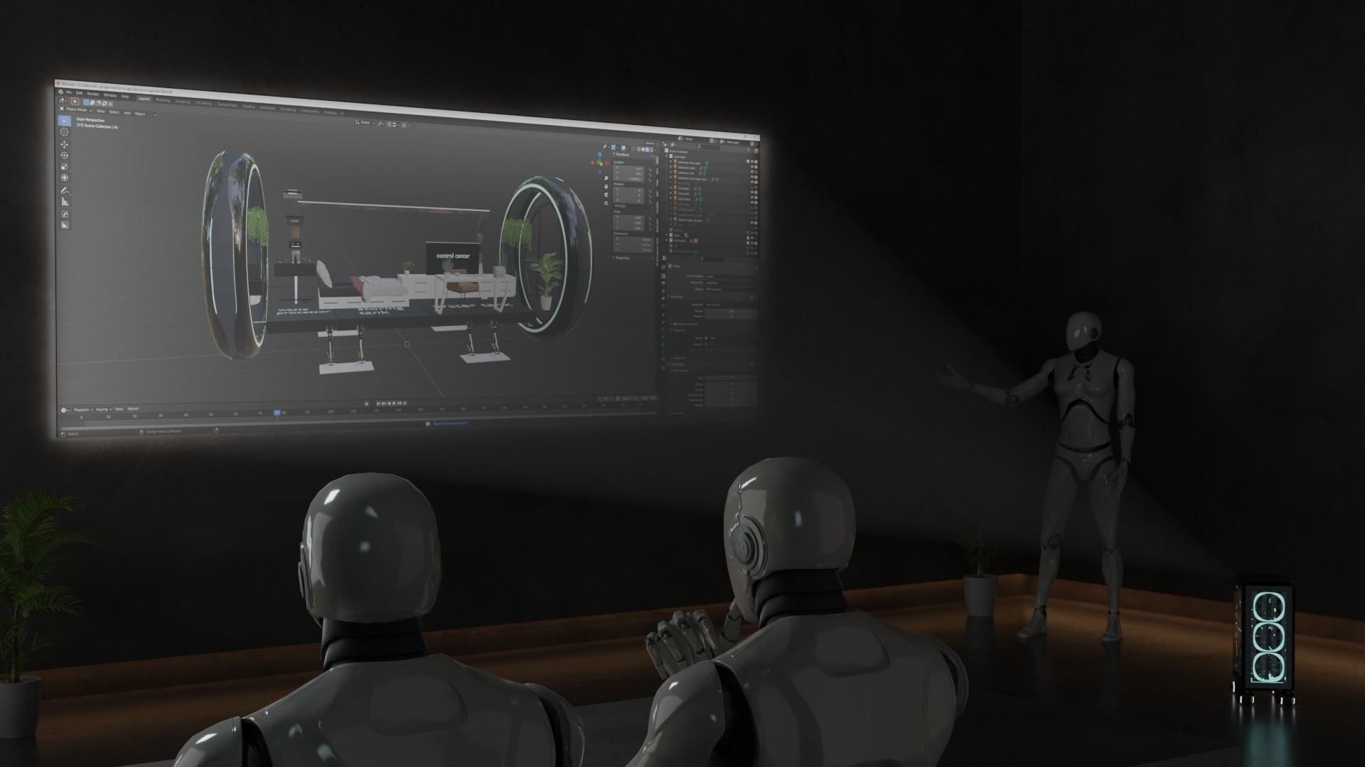 portable PC workstation 3D model_5