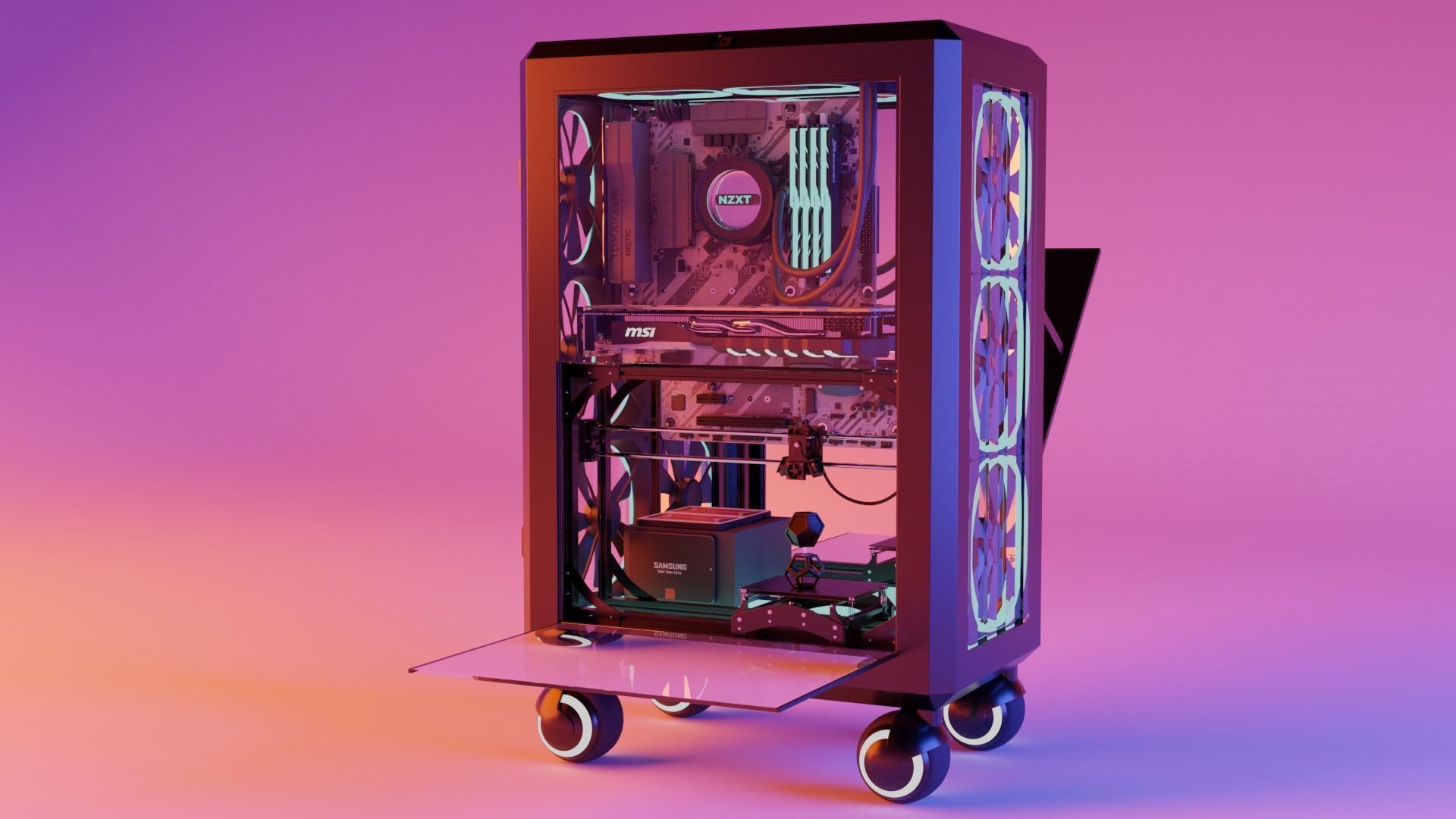 portable PC workstation 3D model_2