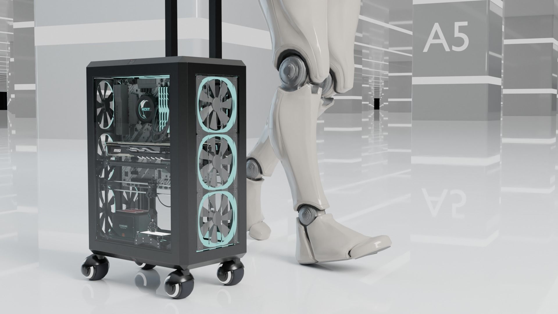 portable PC workstation 3D model_4