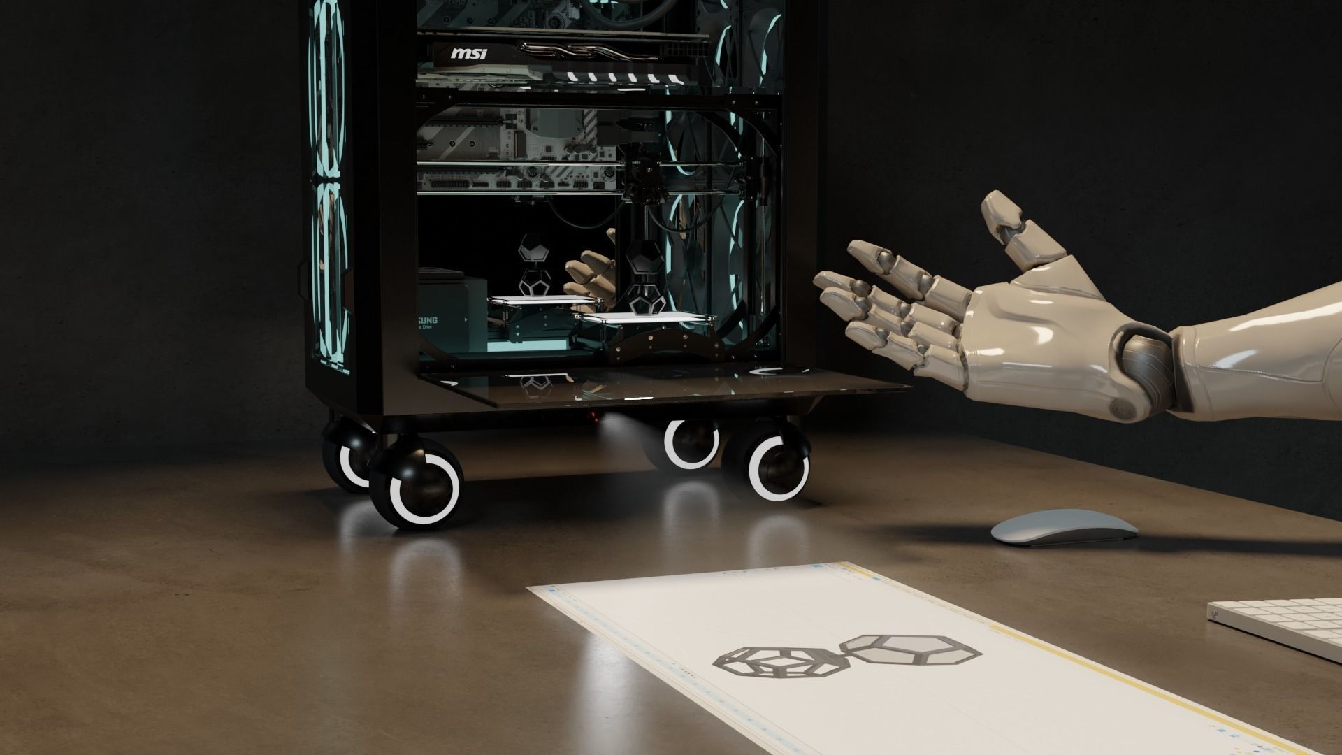 portable PC workstation 3D model_1