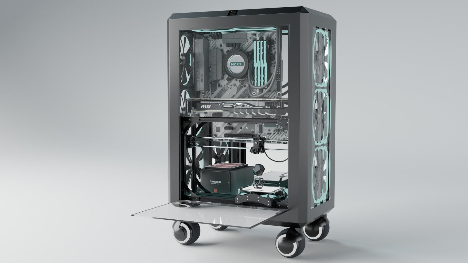 portable PC workstation 3D model_6