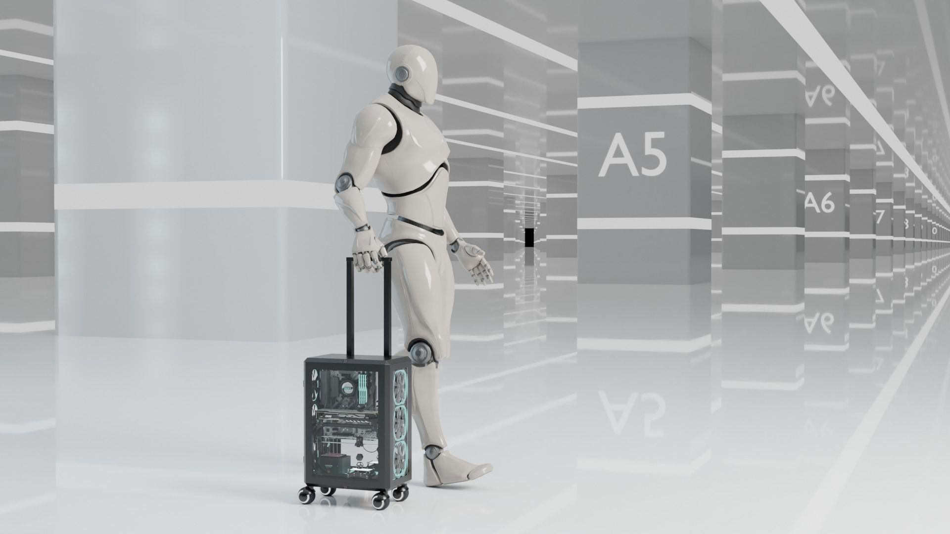 portable PC workstation 3D model_3