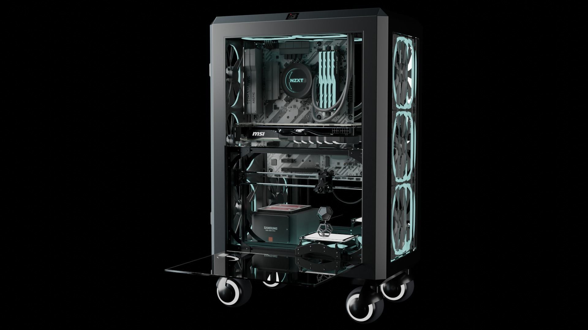 portable PC workstation 3D model_10