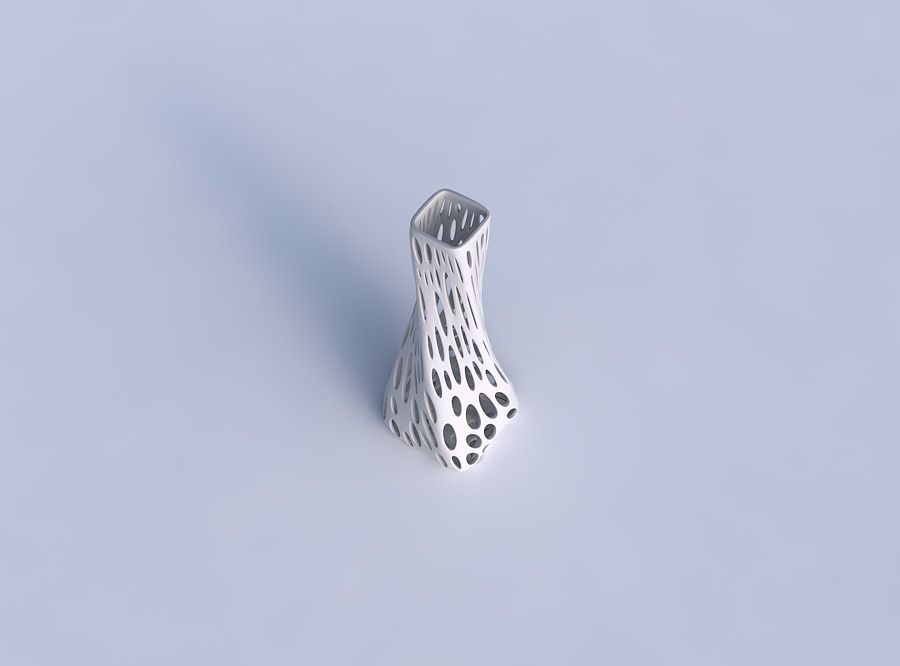 Vase twisted squeezed rectangle with smooth organic lattice 3D print model_1