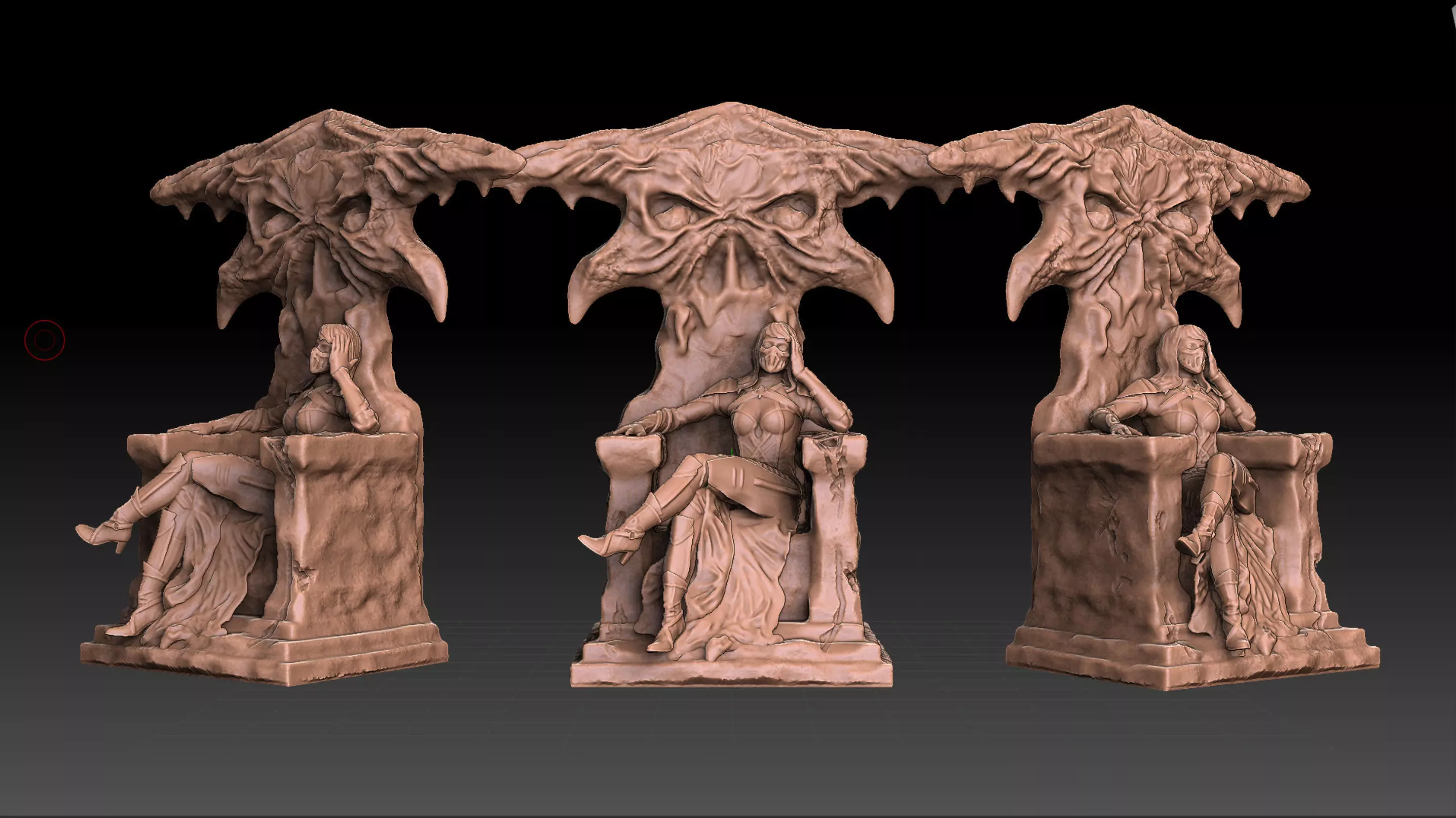 Mortal Kombat Skarlet on a blood throne 3D print model