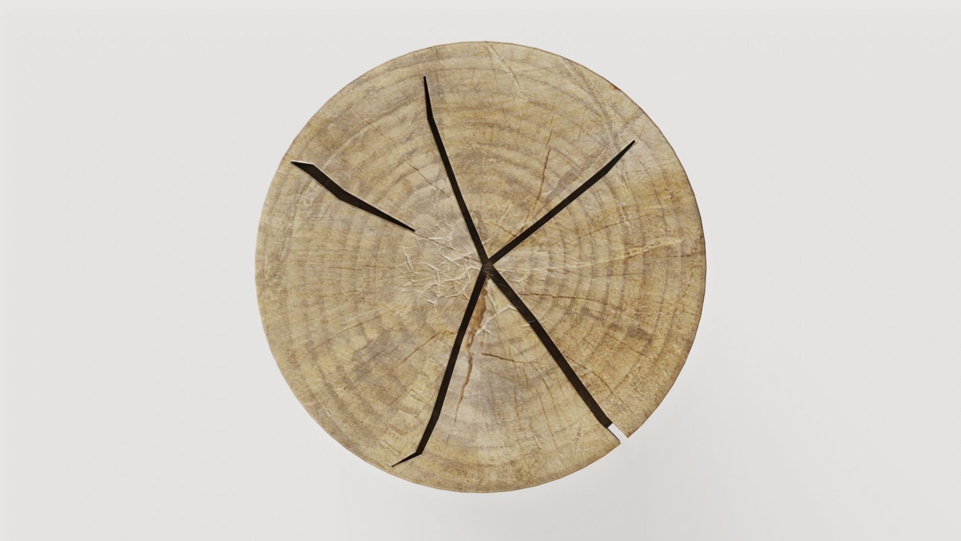 Cylindrical wooden table Low-poly 3D model_2