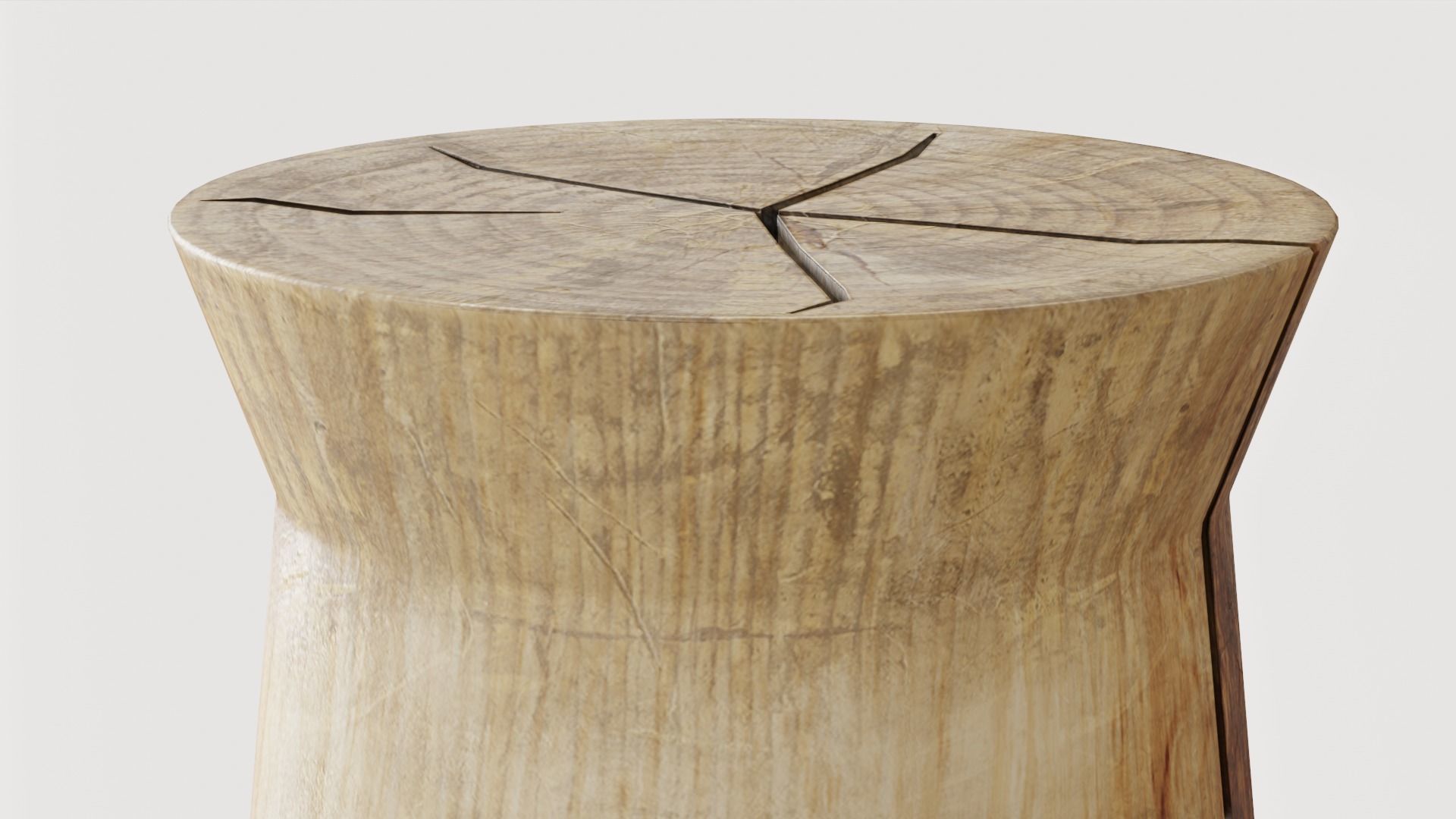 Cylindrical wooden table Low-poly 3D model_4