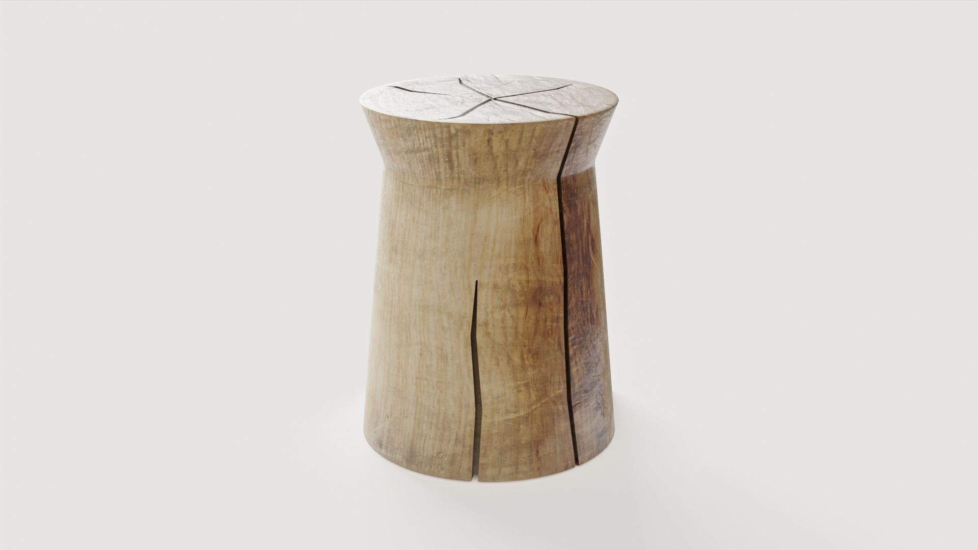 Cylindrical wooden table Low-poly 3D model_5