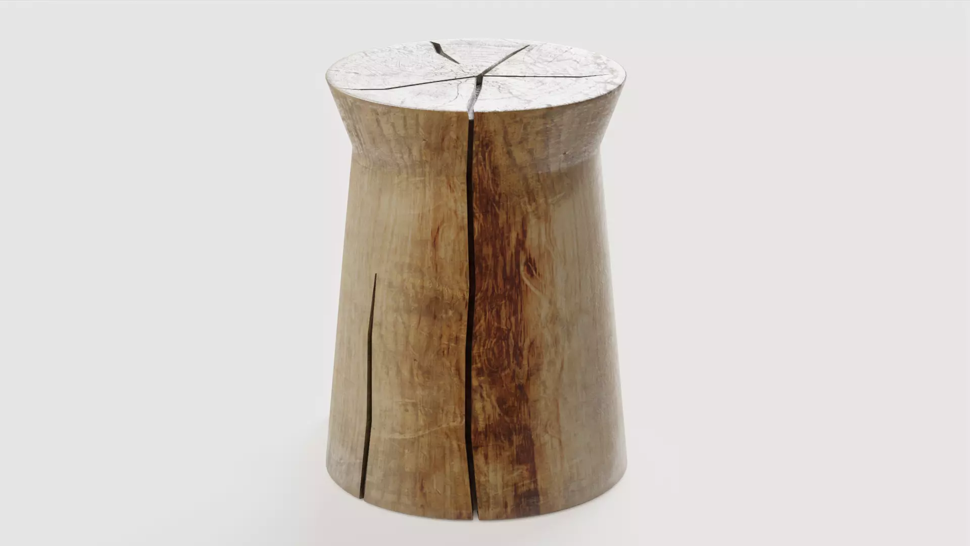 Cylindrical wooden table Low-poly 3D model_0