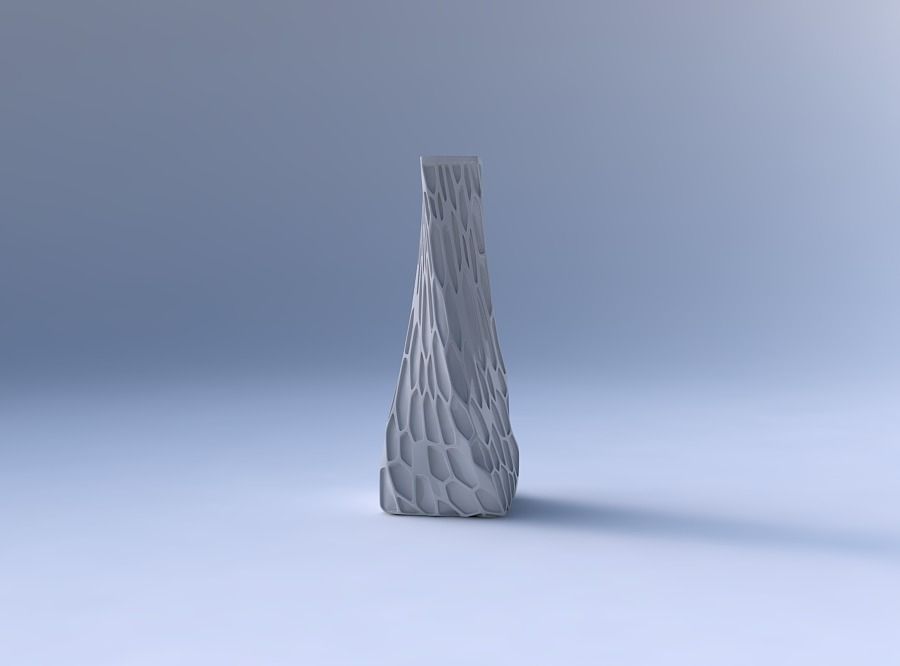 Vase twisted squeezed rectangle with organic dents 3D print model_4