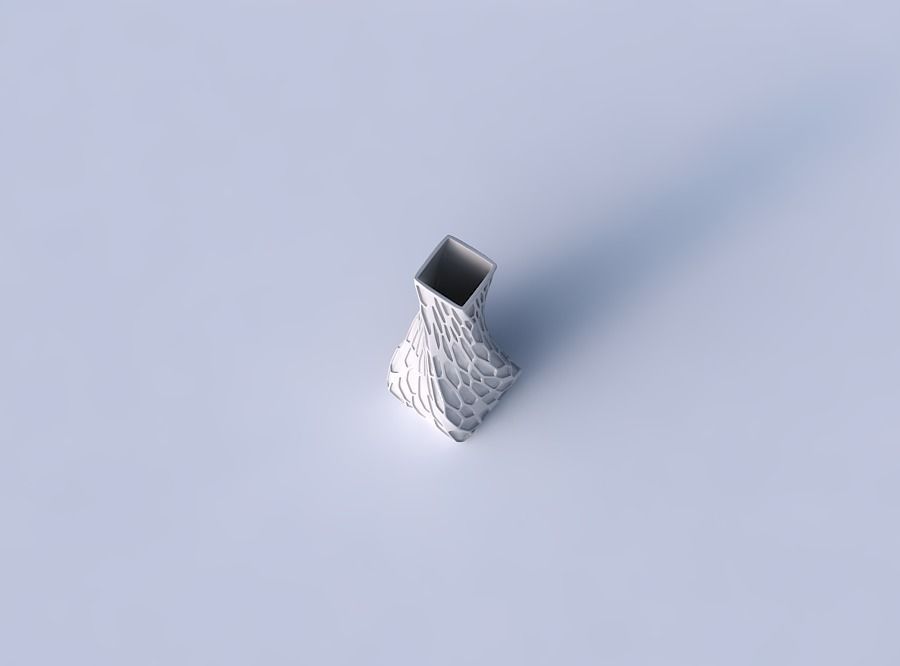 Vase twisted squeezed rectangle with organic dents 3D print model_2
