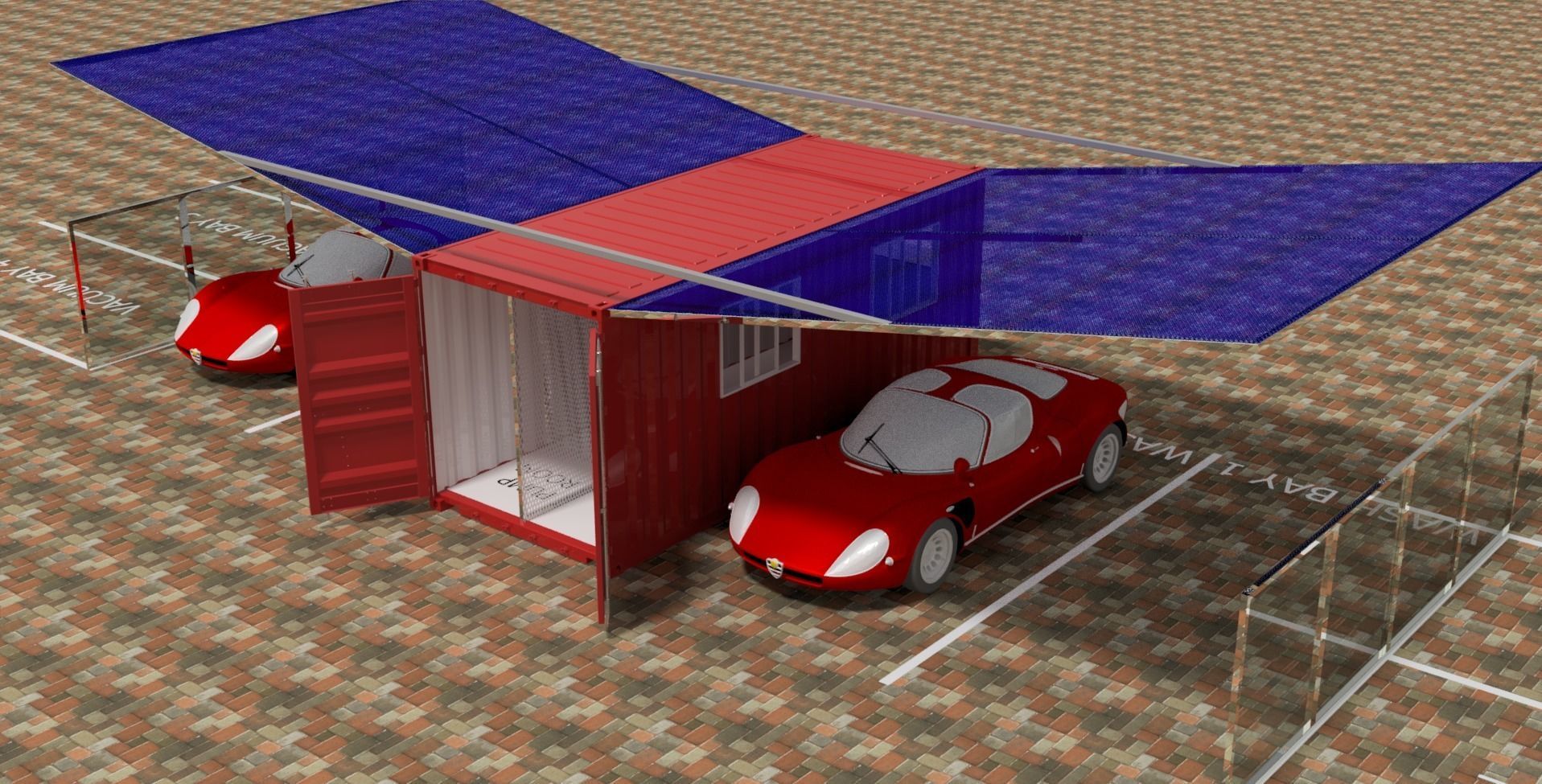 Car Wash Bay 3D model_3