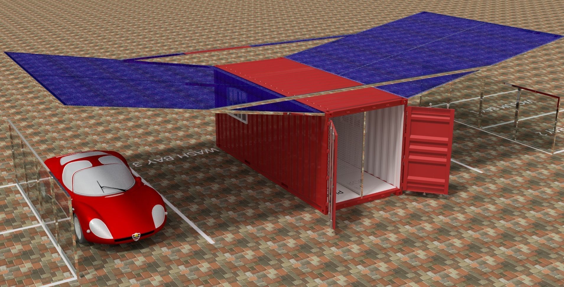 Car Wash Bay 3D model_5