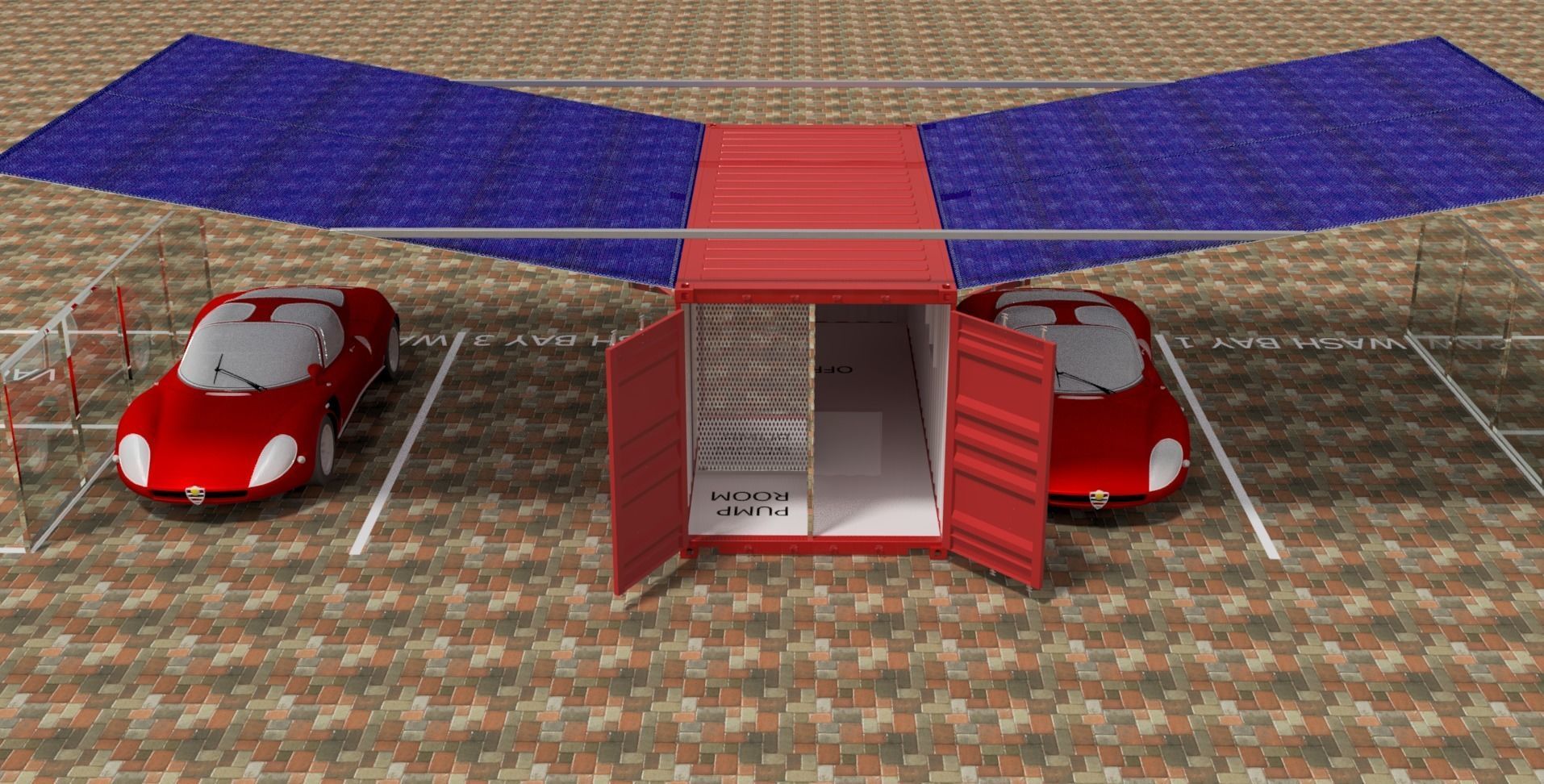 Car Wash Bay 3D model_4