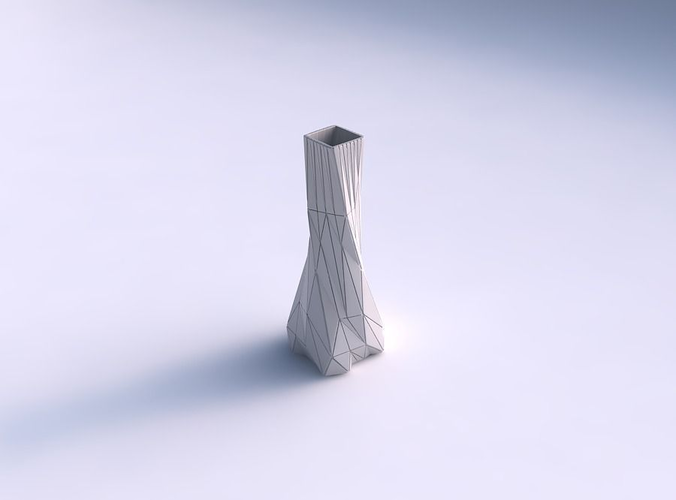 Vase twisted squeezed rectangle with random triangle plates 2