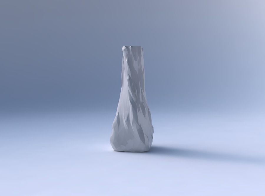 Vase twisted squeezed rectangle with low-polygon bulges 3D print model_4