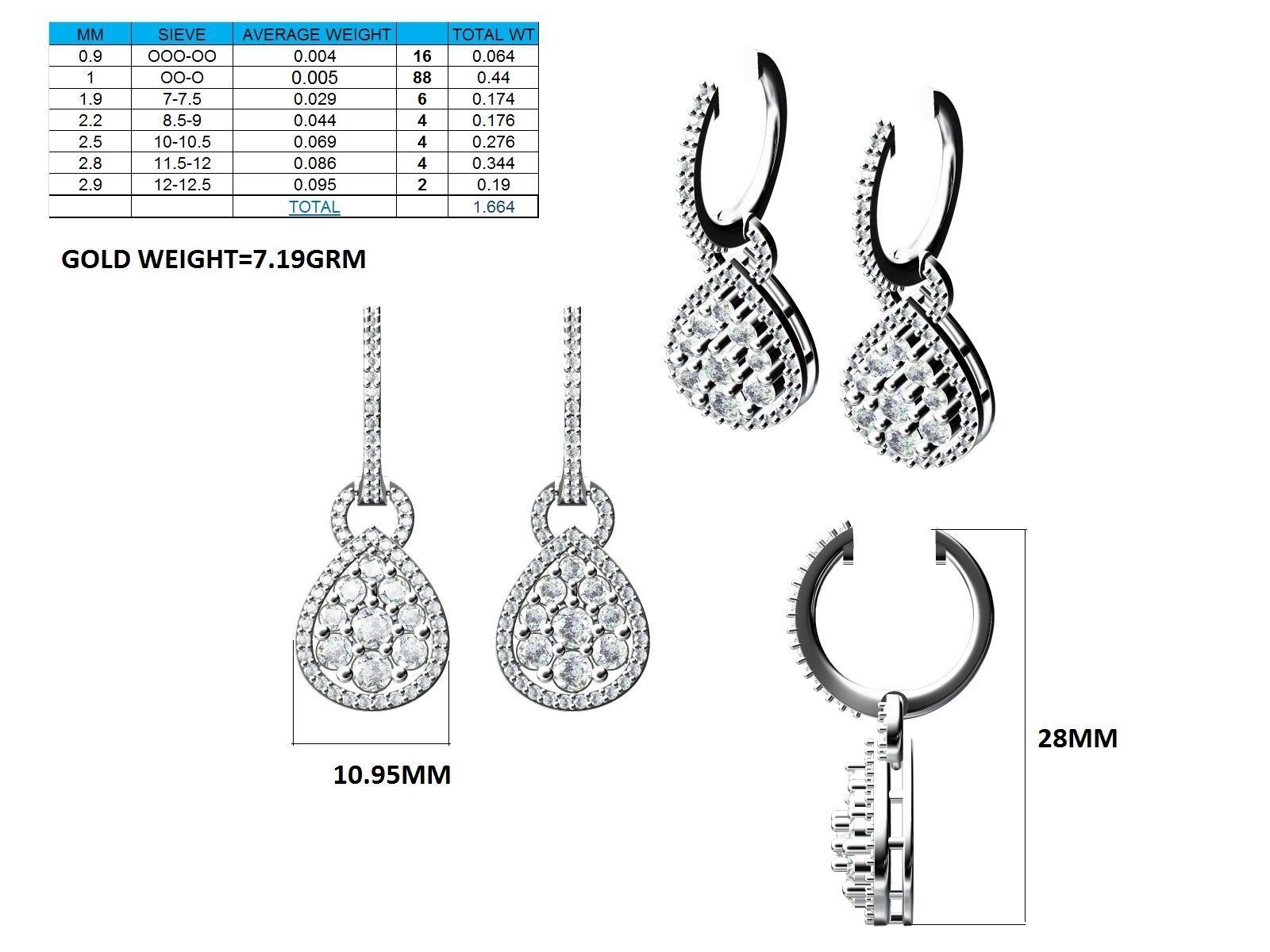 Women Earrings 3dm stl render detail 3D print model_18