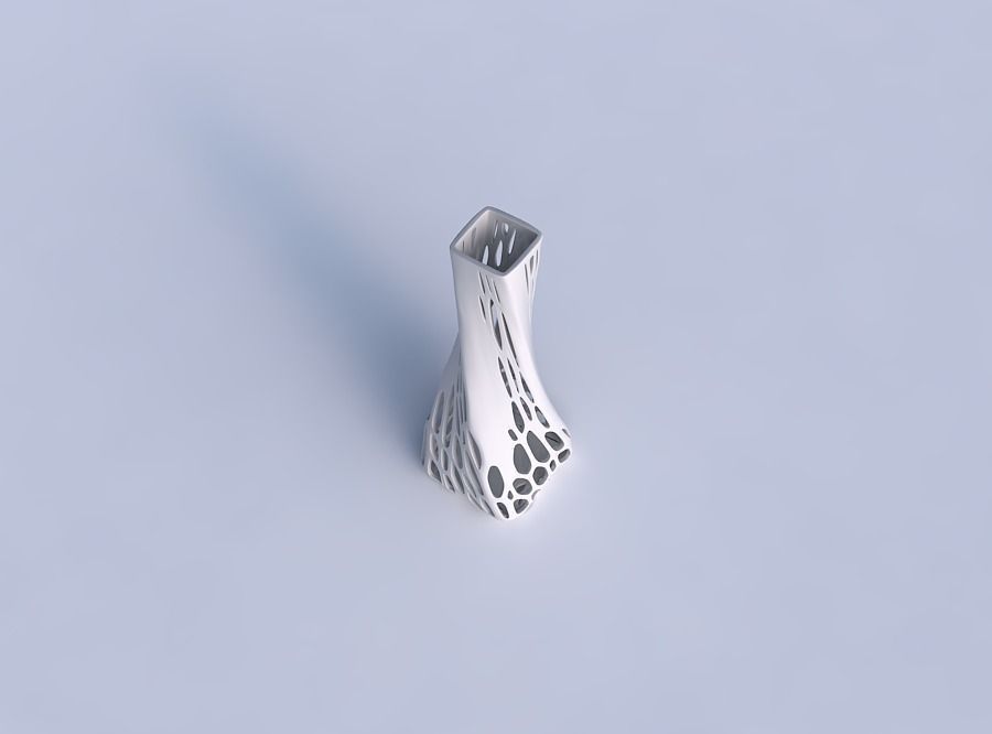 Vase twisted squeezed rectangle with organic lattice and soli... 3D print model_1