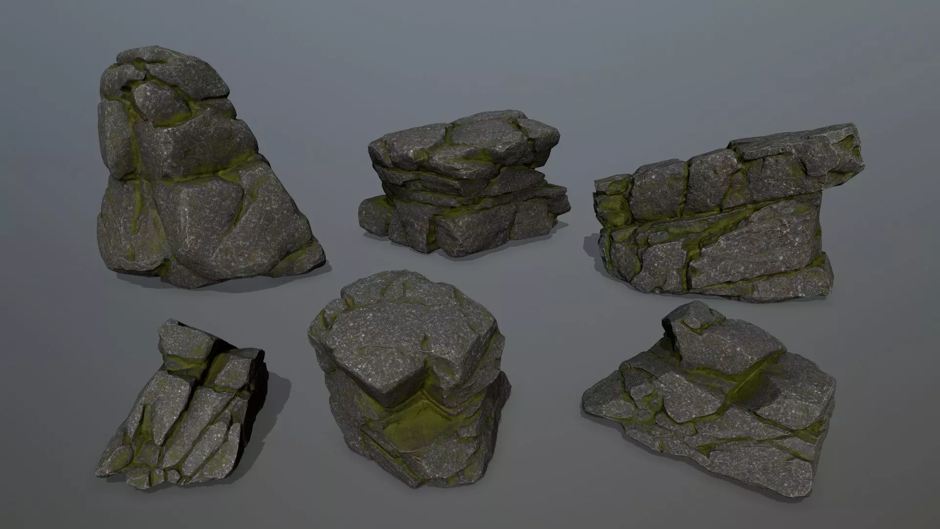 cliff rock set  Low-poly 3D model_0