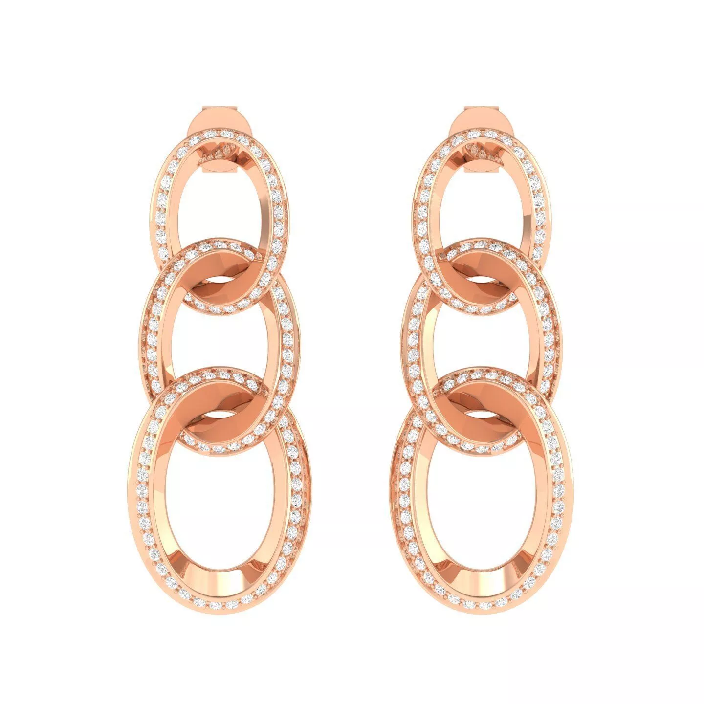 Women cuban chain Earrings 3dm stl render detail 3D print model