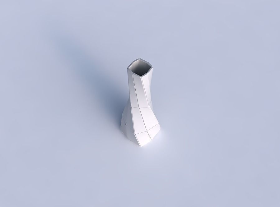 Vase twisted squeezed rectangle with huge plates 3D print model_1