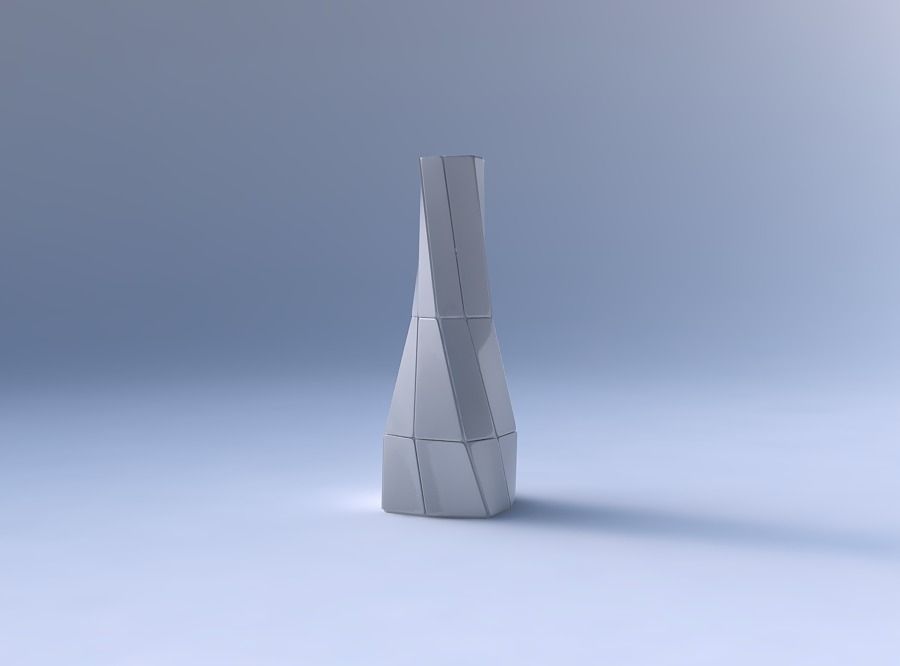 Vase twisted squeezed rectangle with huge plates 3D print model_4